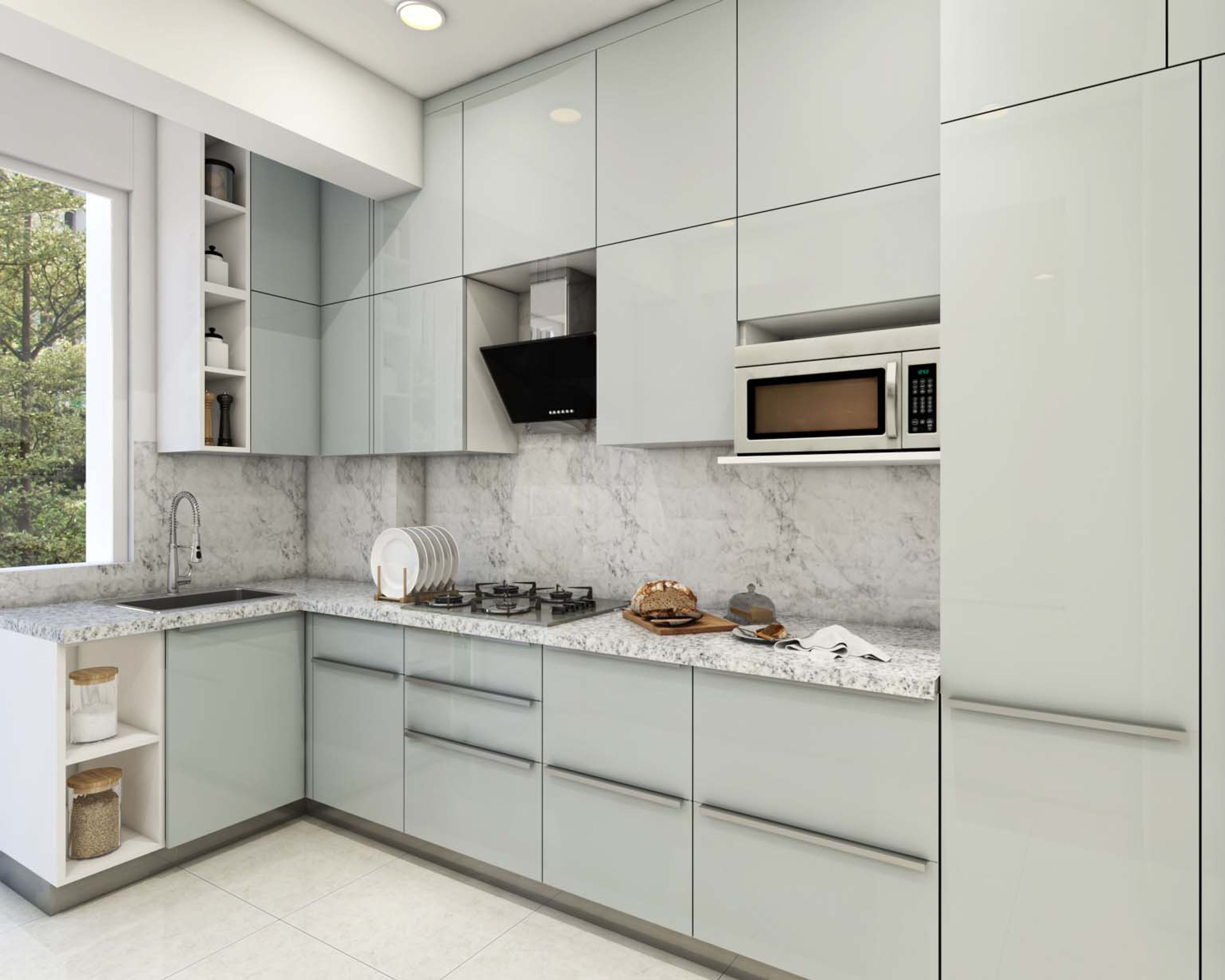 Contemporary Modular L-Shaped Kitchen Design