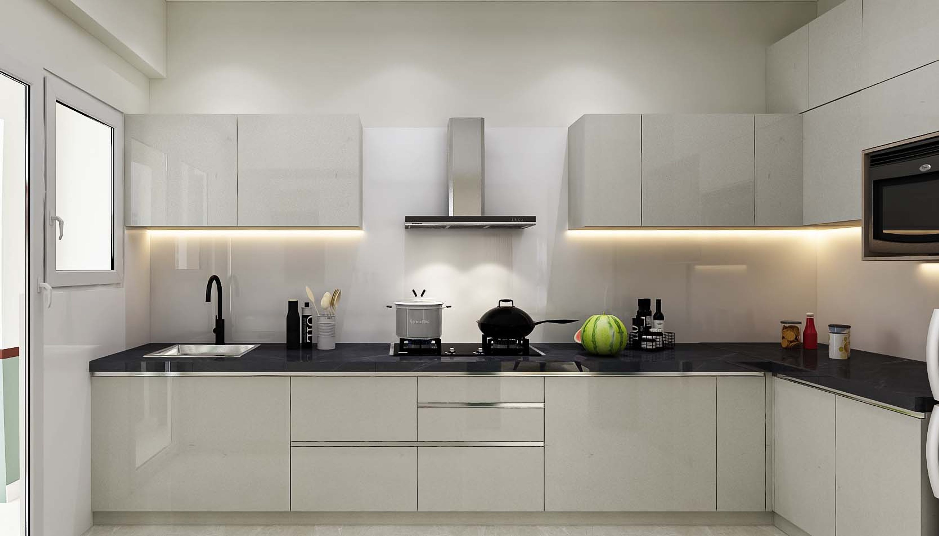 Modern Modular Island Kitchen Design In White