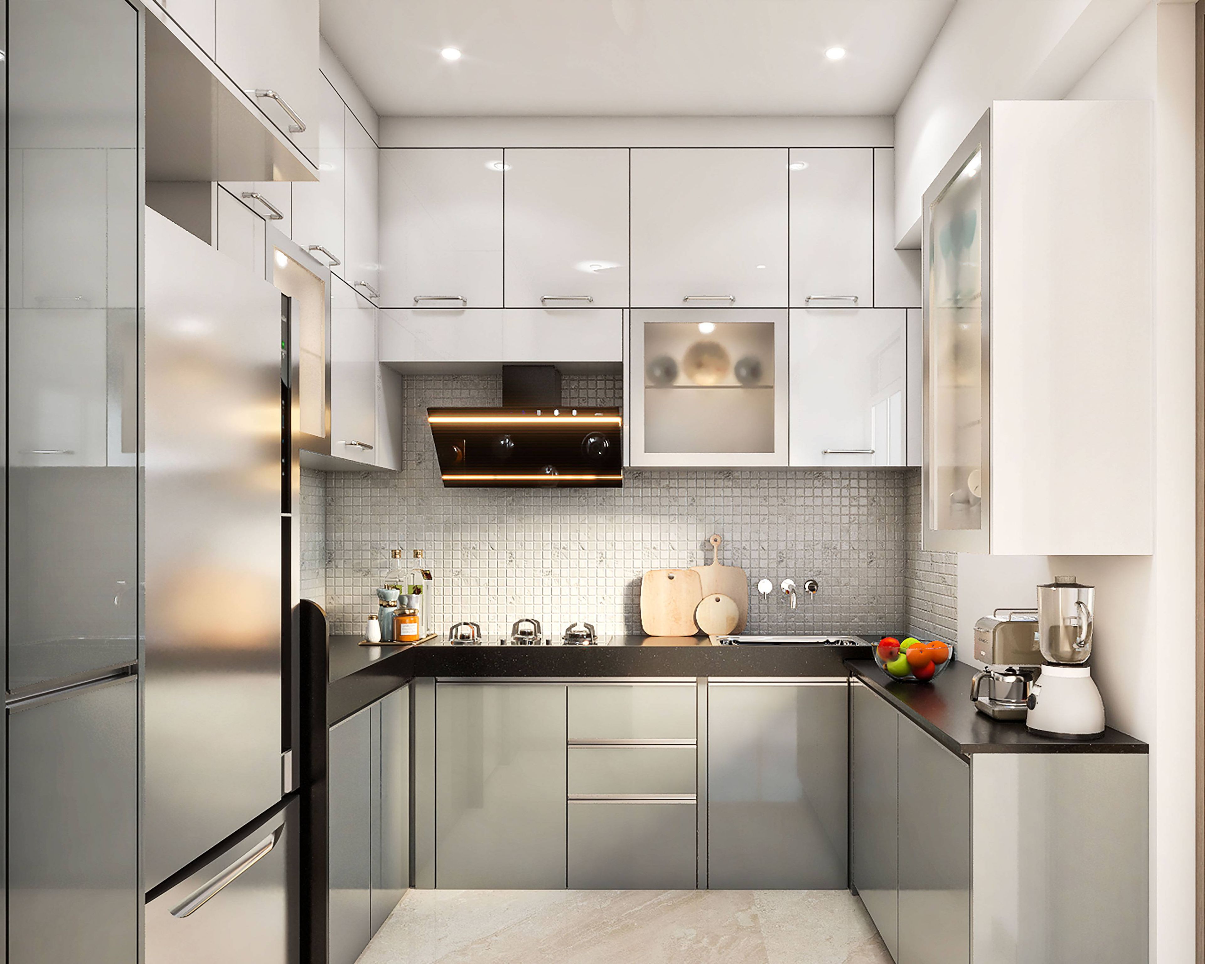 Modern White And Grey Kitchen Design