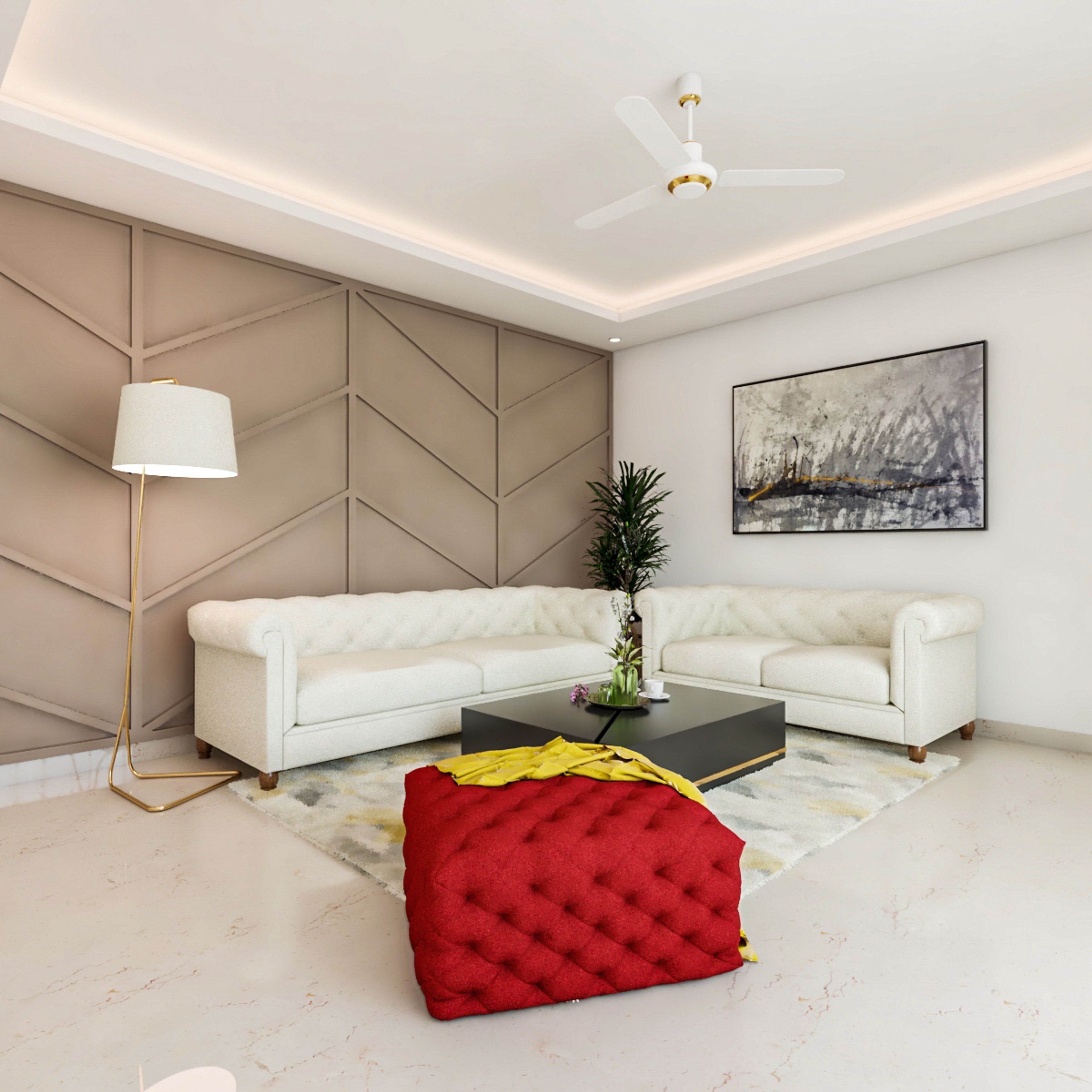 Living Room Design With A Floor Lamp - Livspace