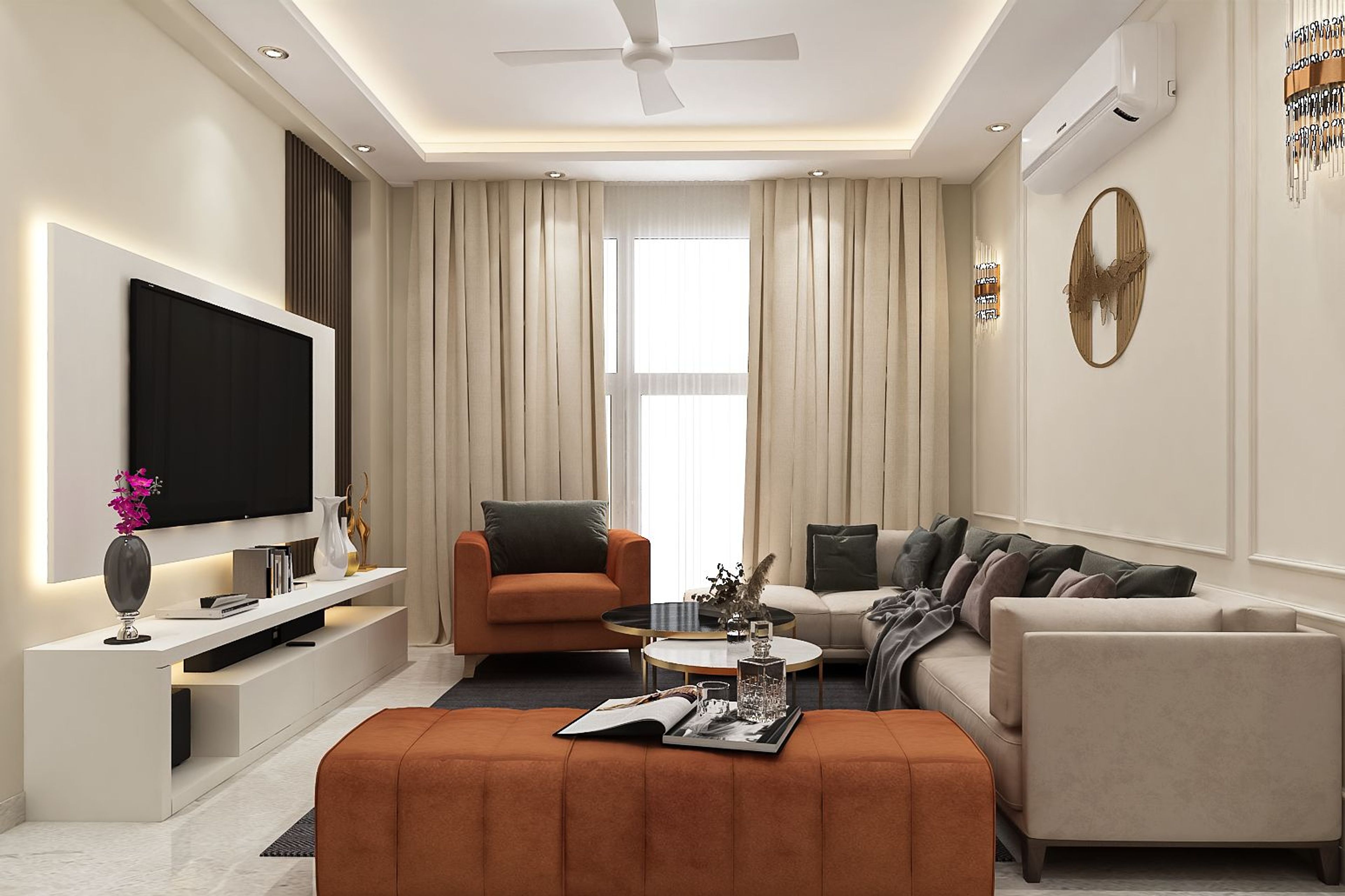 Contemporary Living Room Design With A TV Cabinet