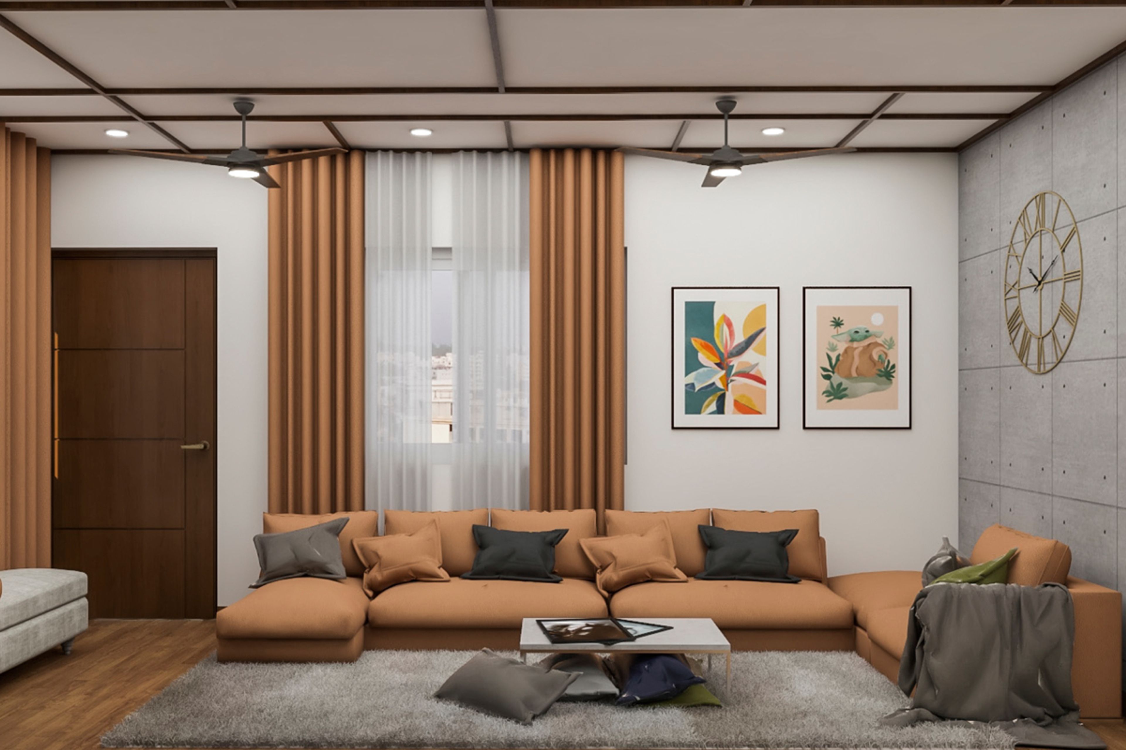 Living Room Design With A Platform Sofa - Livspace