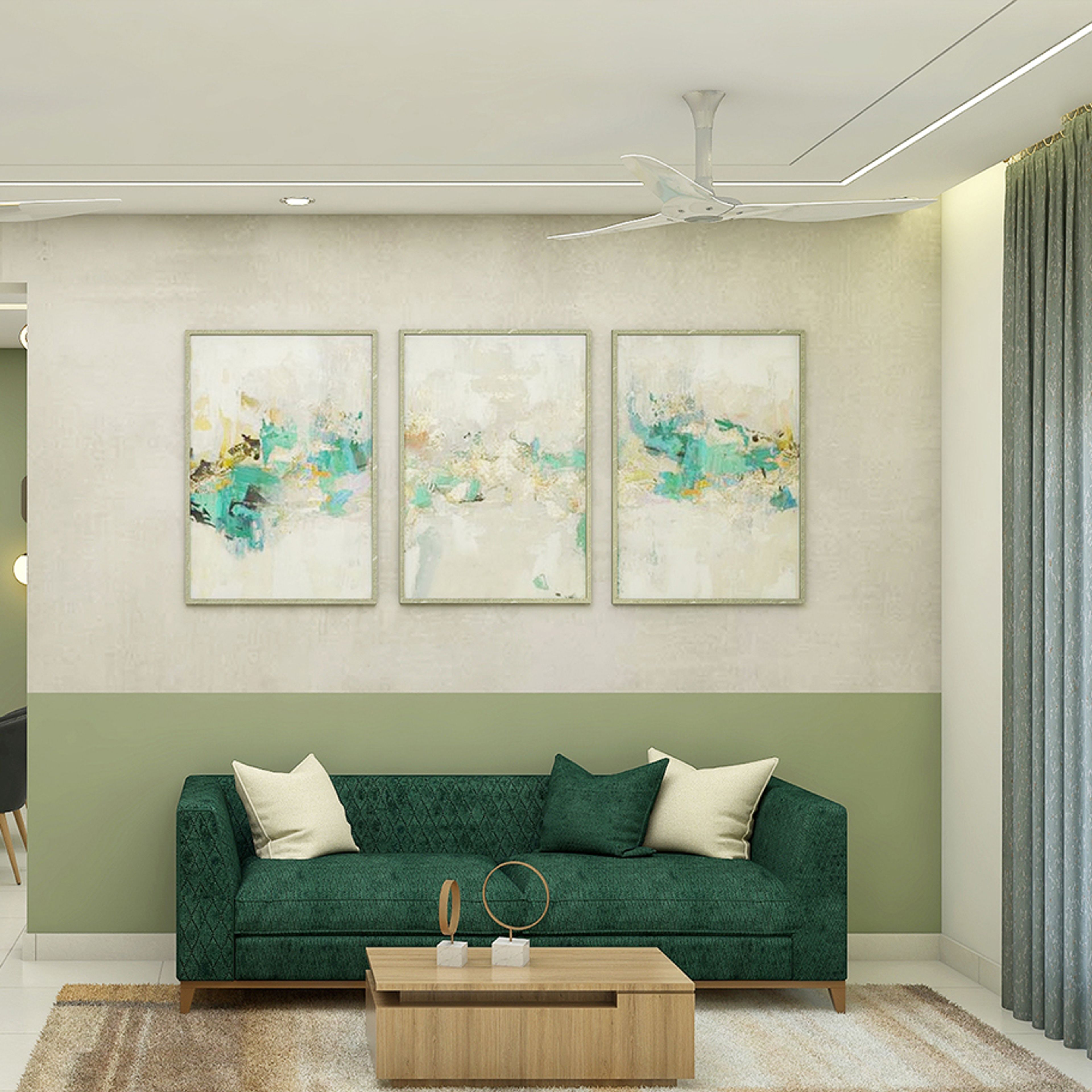 Living Room Design With A Wooden Coffee Table - Livspace