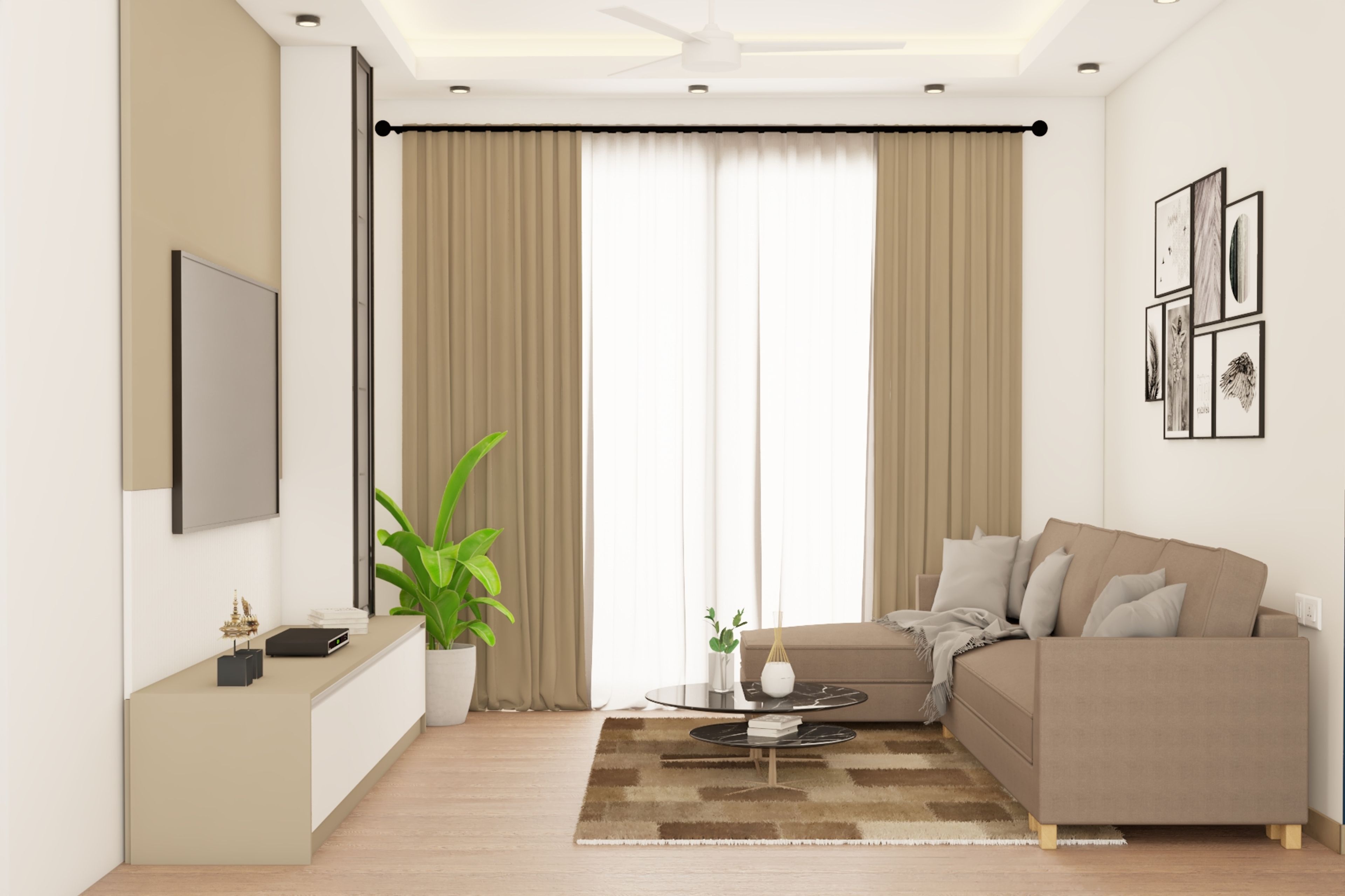 Living Room Design With An L-Shaped Sofa - Livspace