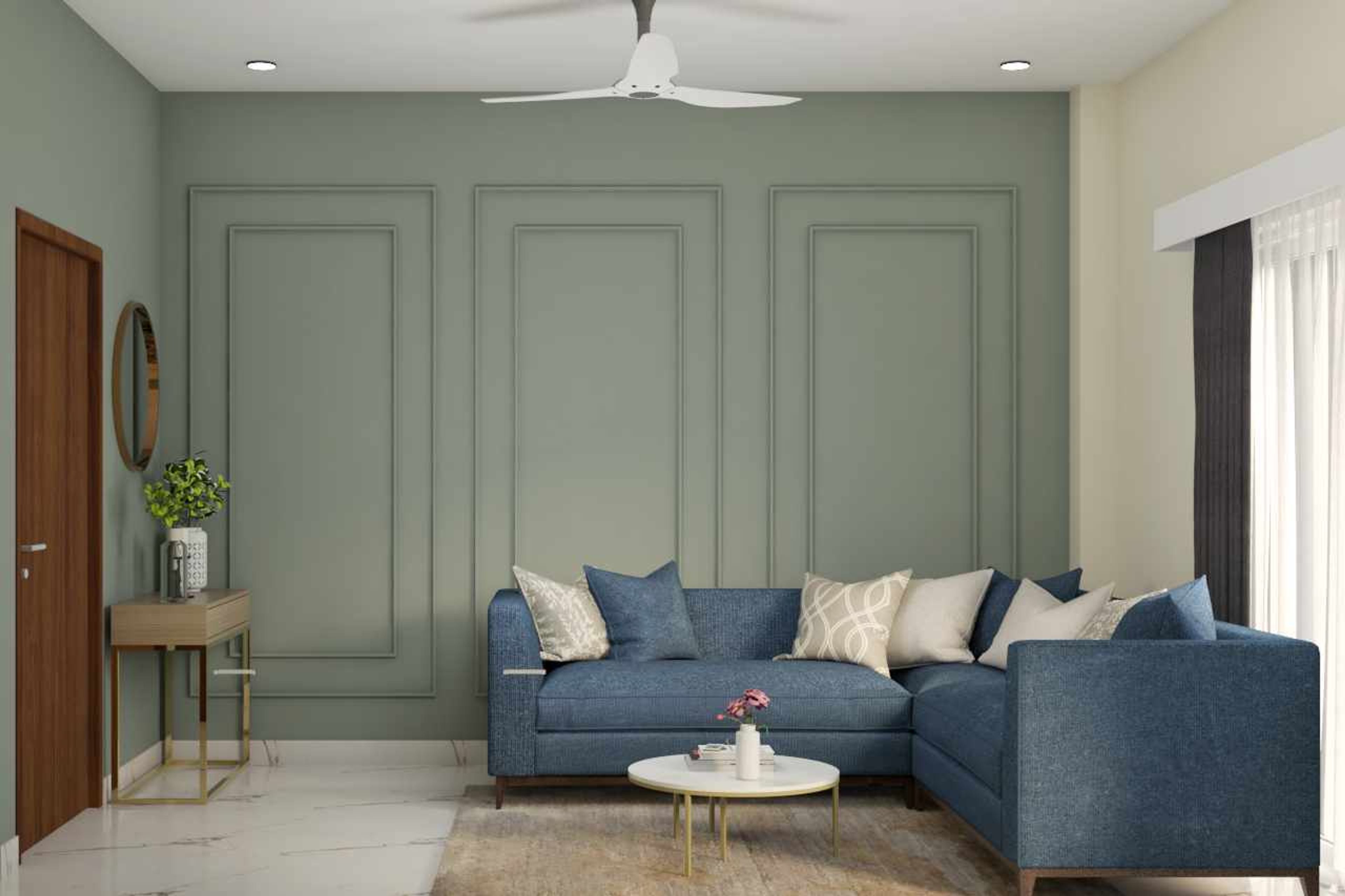 Modern Drawing Room Design With A L-Shaped Sofa