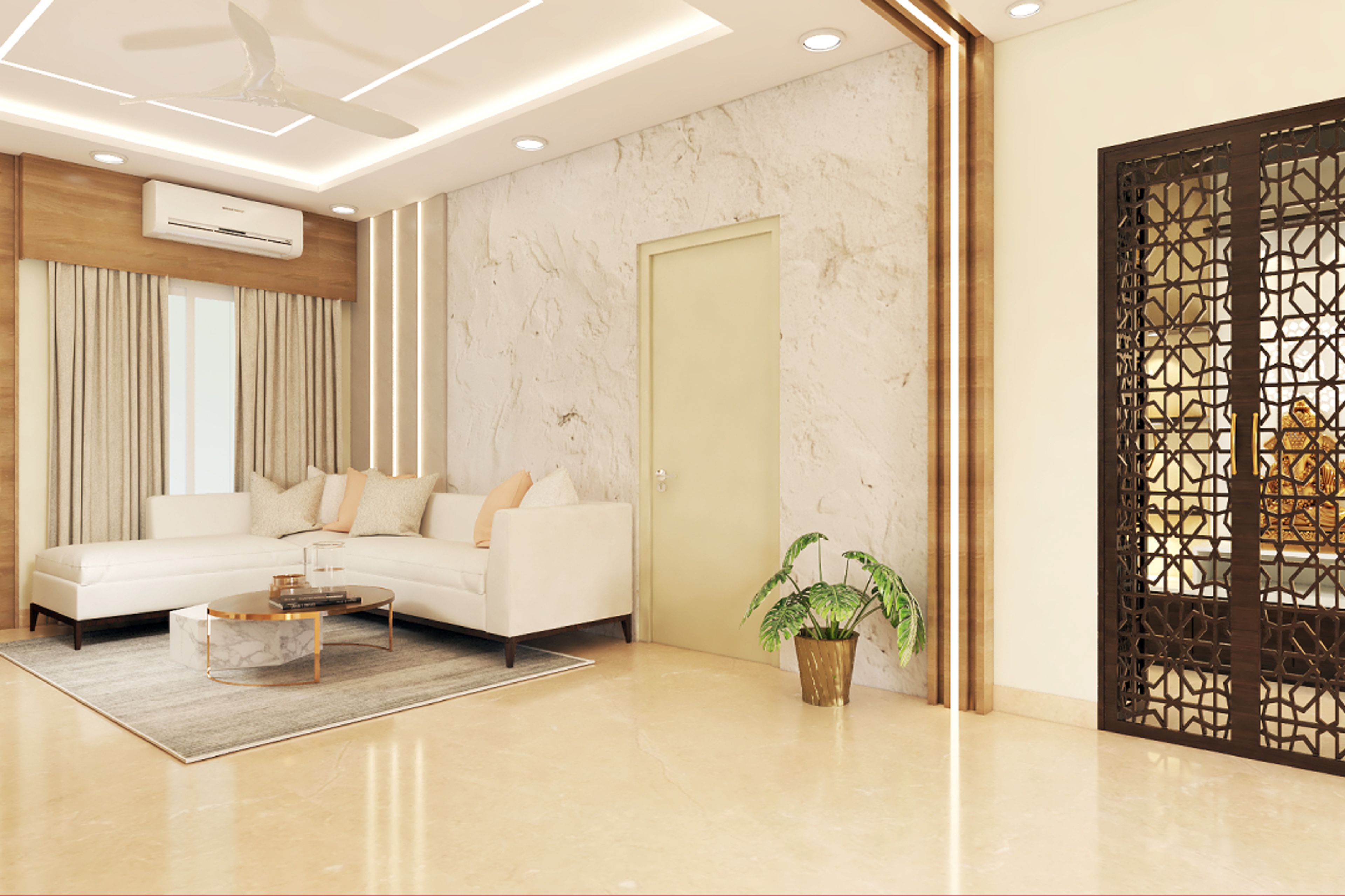 Living Room Design With An L-Shaped Sofa - Livspace