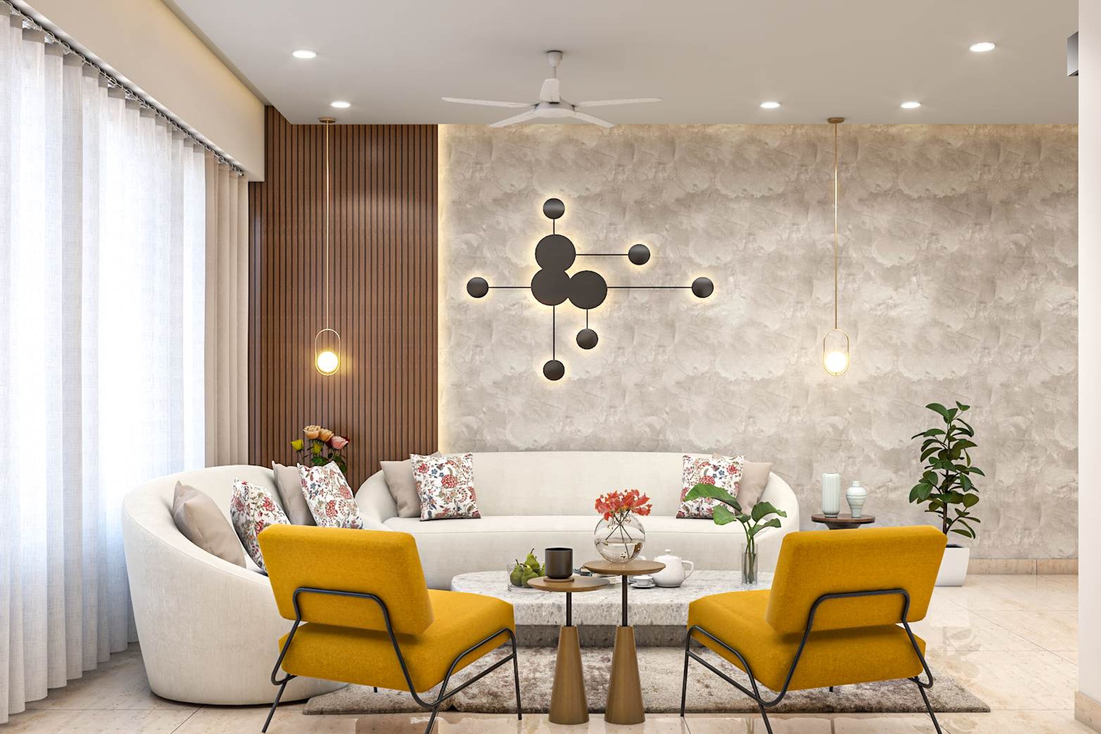 Living Room Design With LED Strip Lighting - Livspace