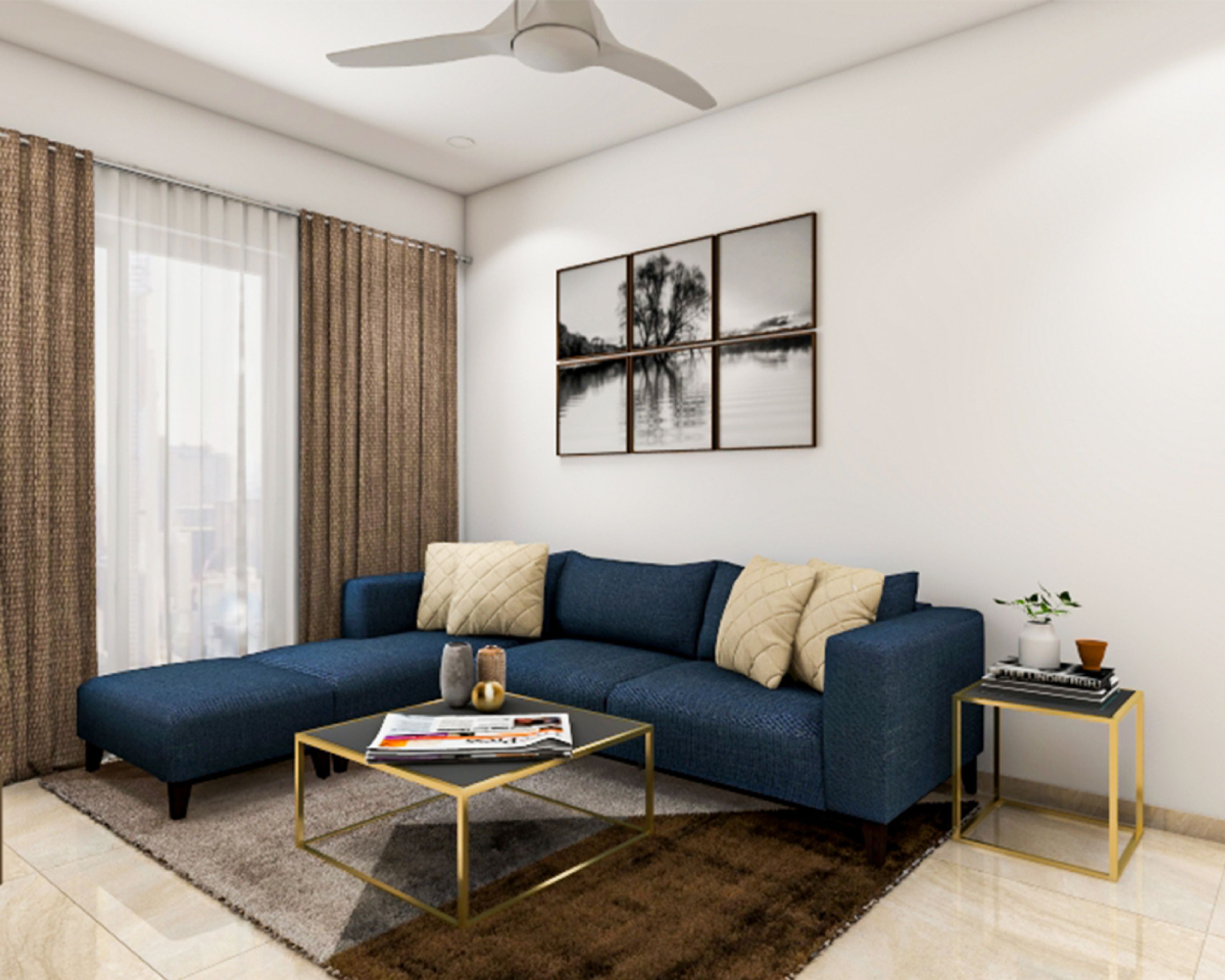 Contemporary Hall Interior Design With A Sectional Sofa