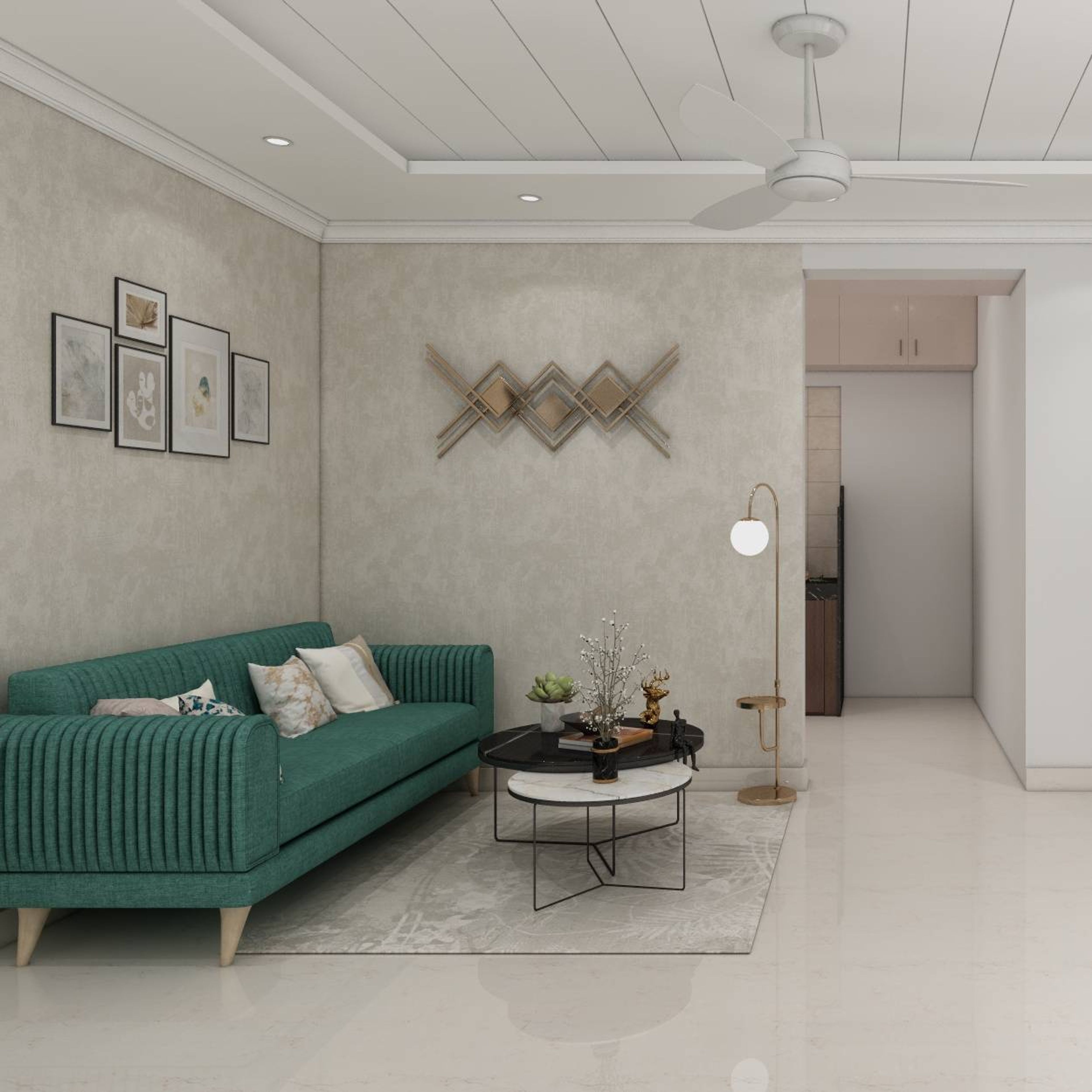 Living Room Design With A Floor Lamp - Livspace