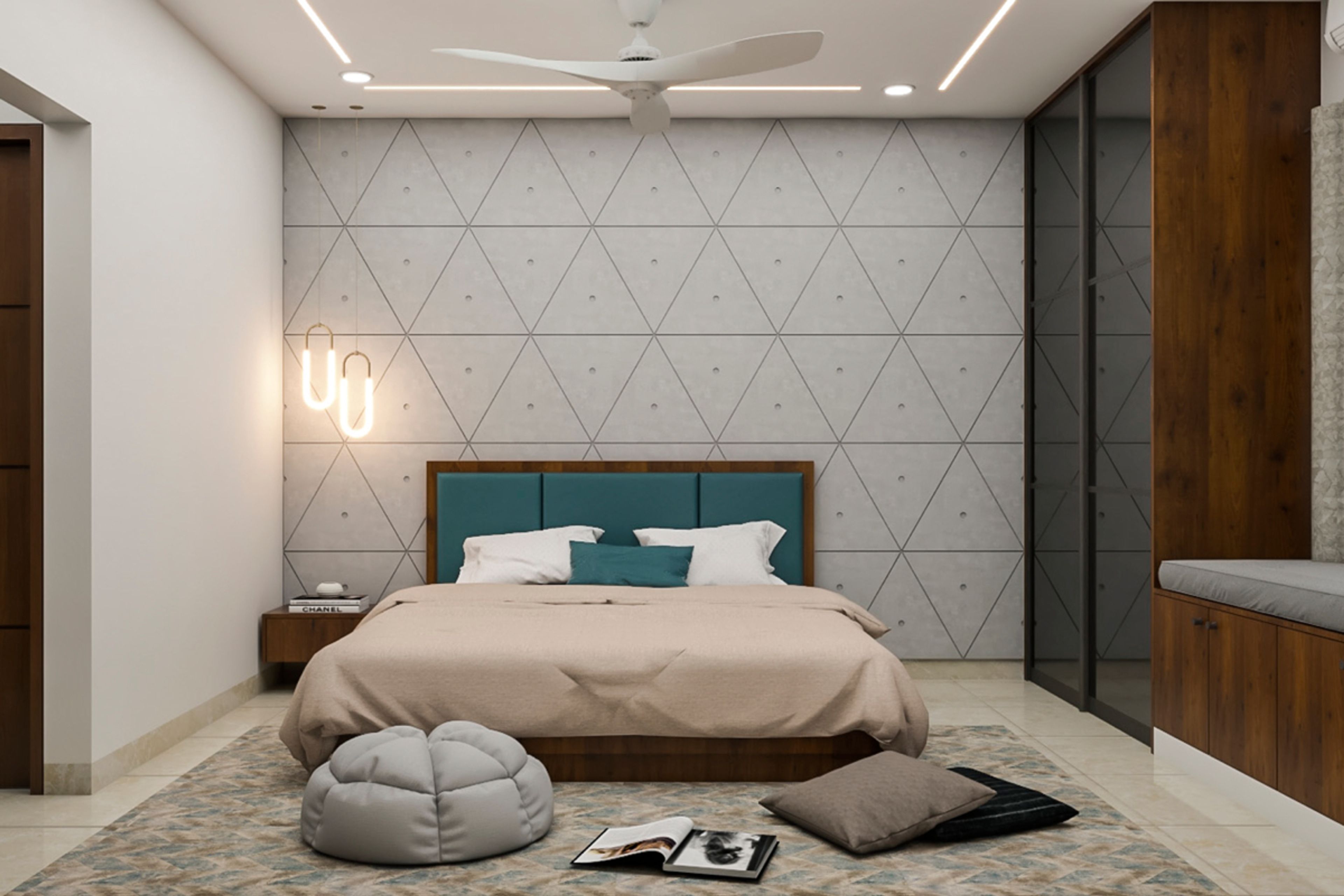 Spacious Guest Bedroom With A TV Console