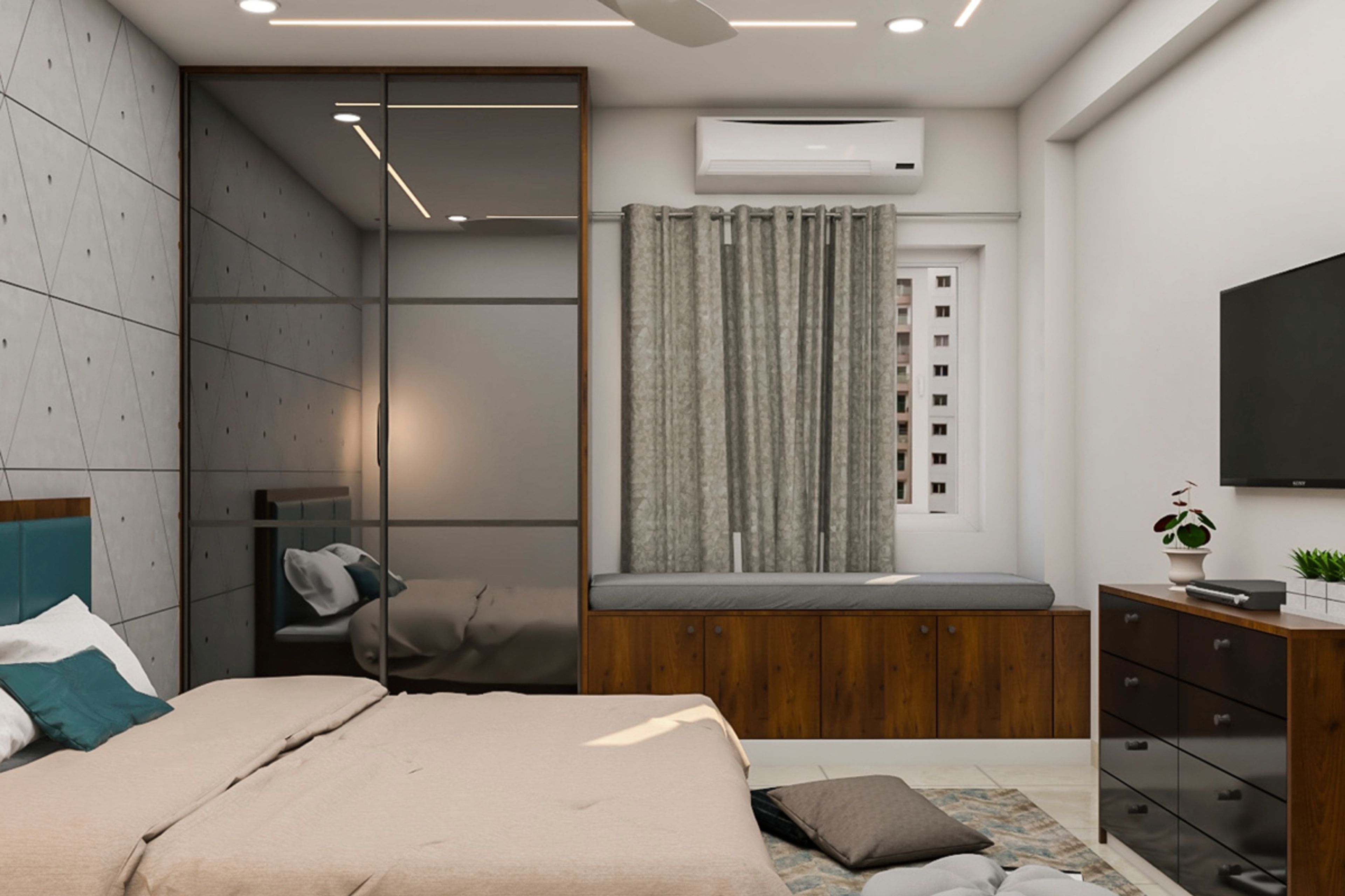 Modern Guest Room With Window Seating - Livspace