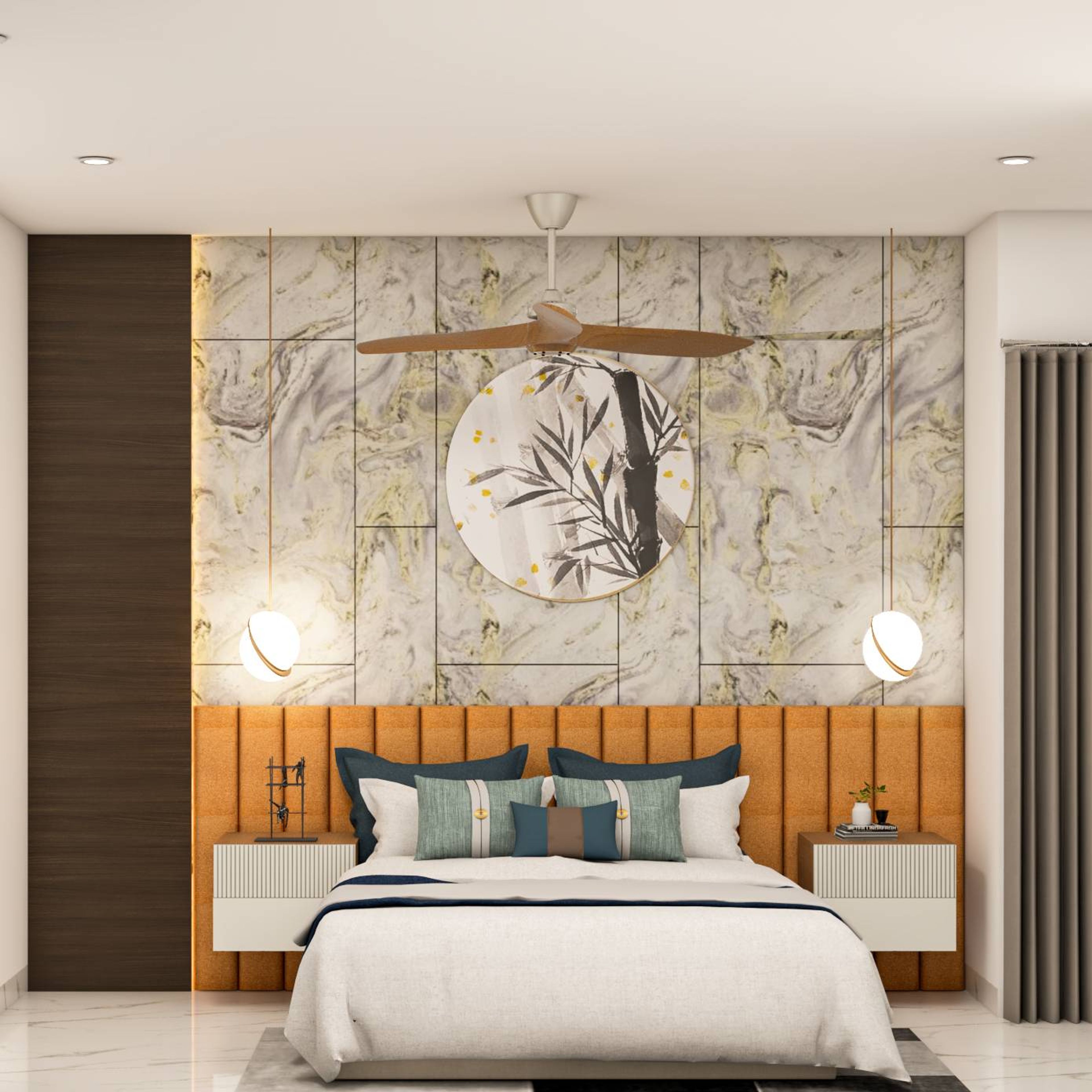 Modern Bedroom Design With Pendant Lights