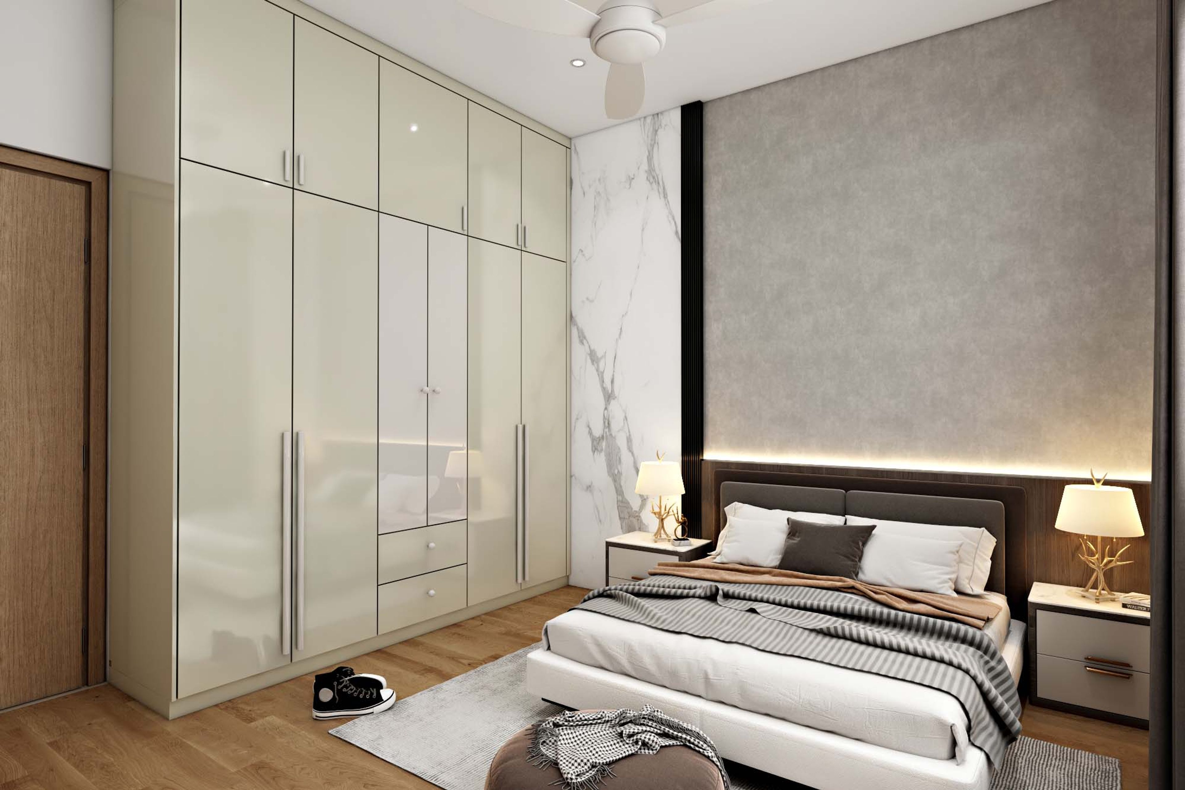 Bedroom Design With A King Size Bed And Nightstands - Livspace