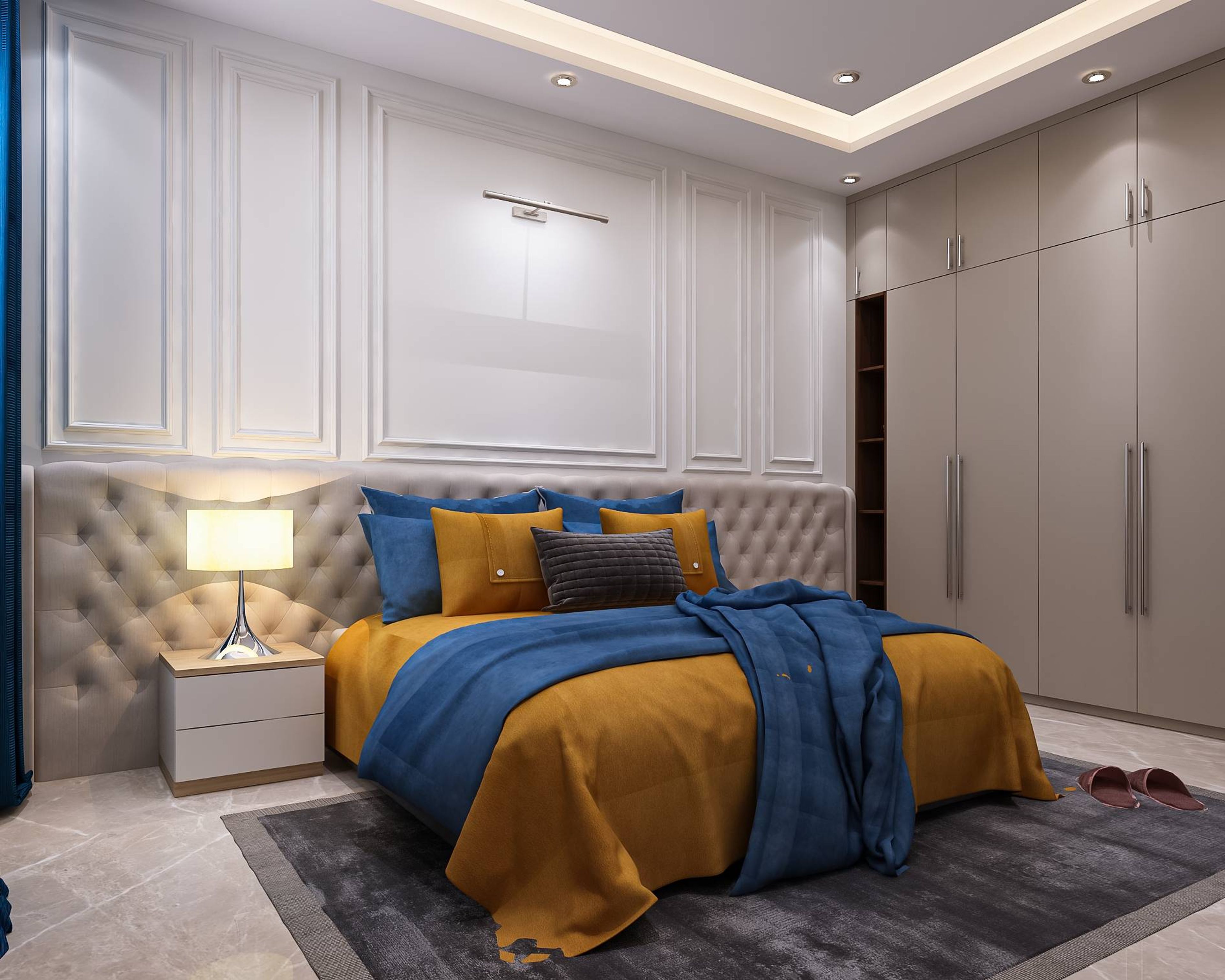 Bedroom Design With A Hinged Wardrobe And Loft Storage - Livspace