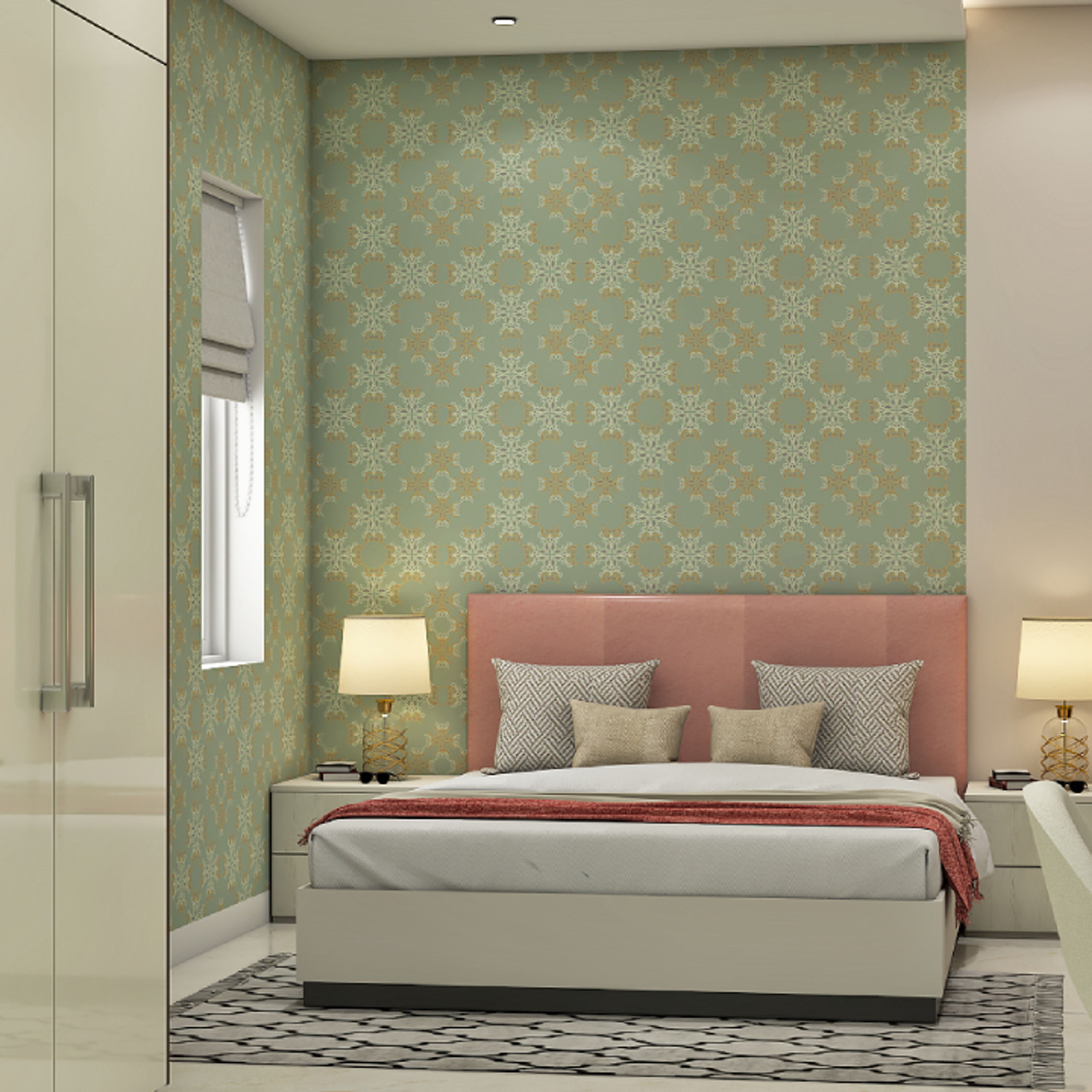 Modern Guest Bedroom With Designer Wallpaper