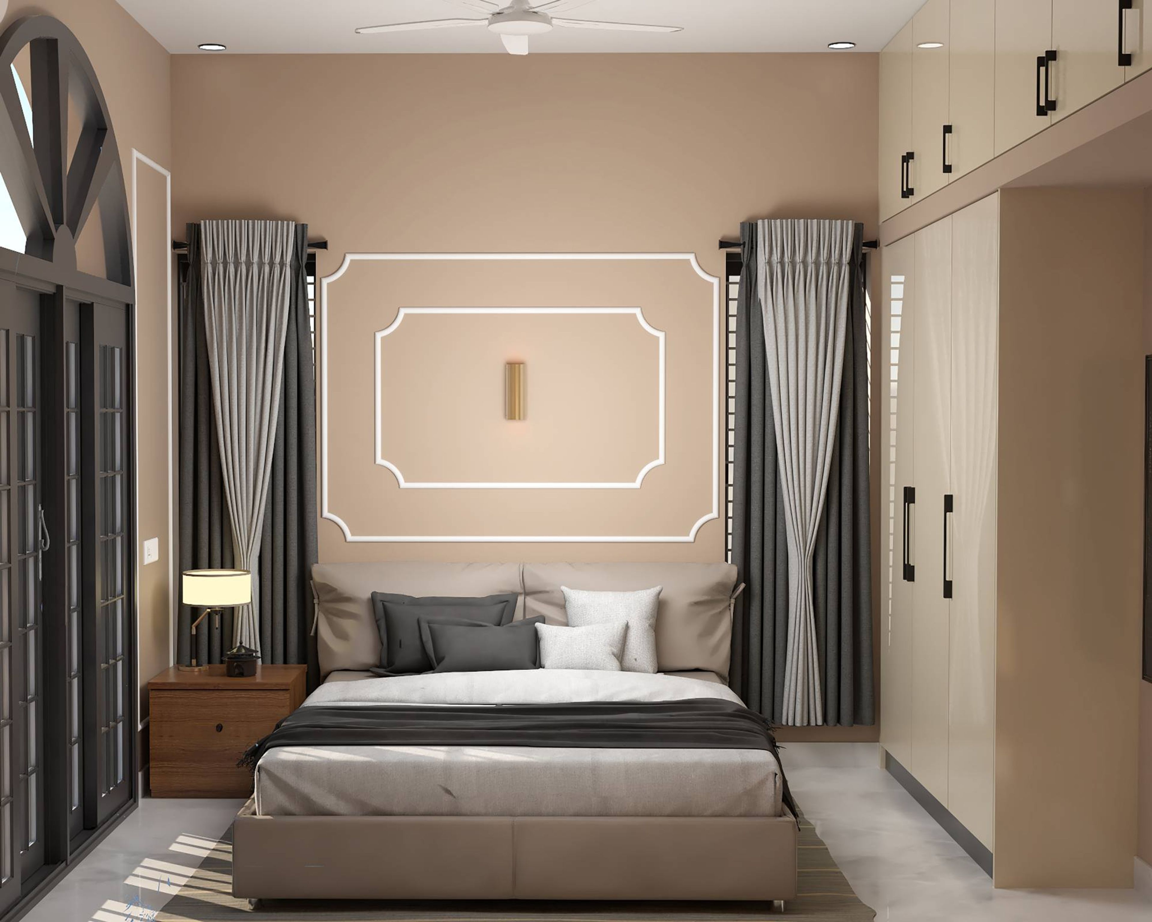 Spacious Guest Bedroom Design With Beige-Toned Interiors