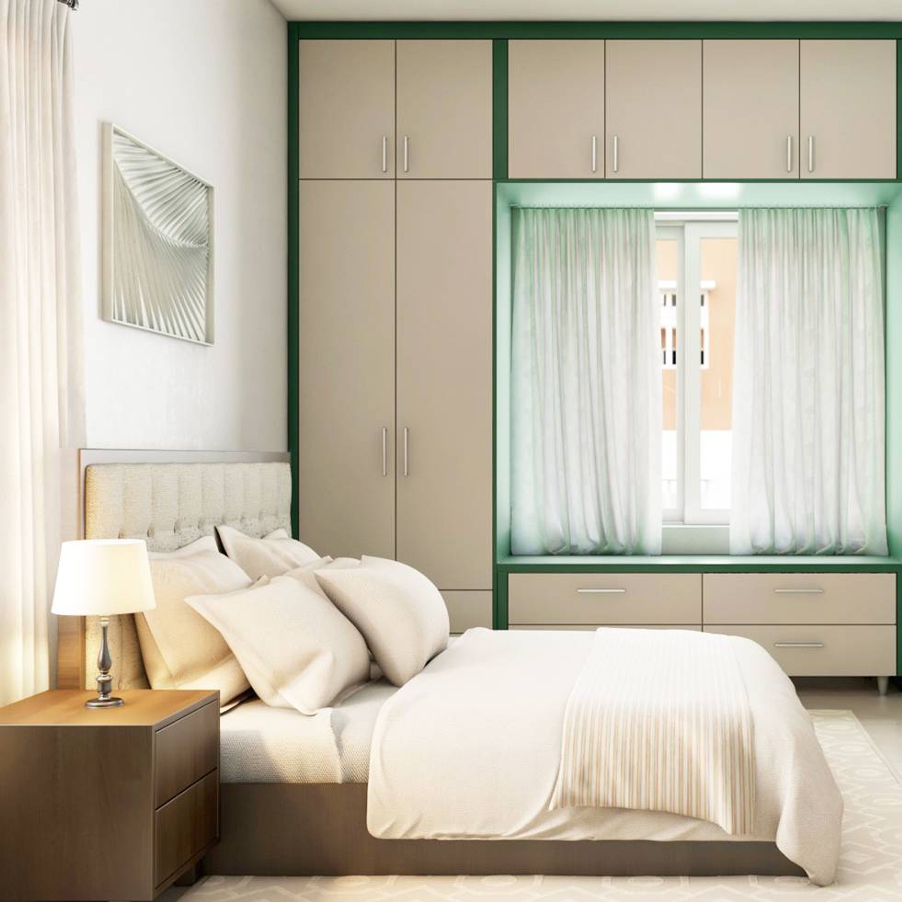 Modern Bedroom Design With A Wooden Bed And Side Tables