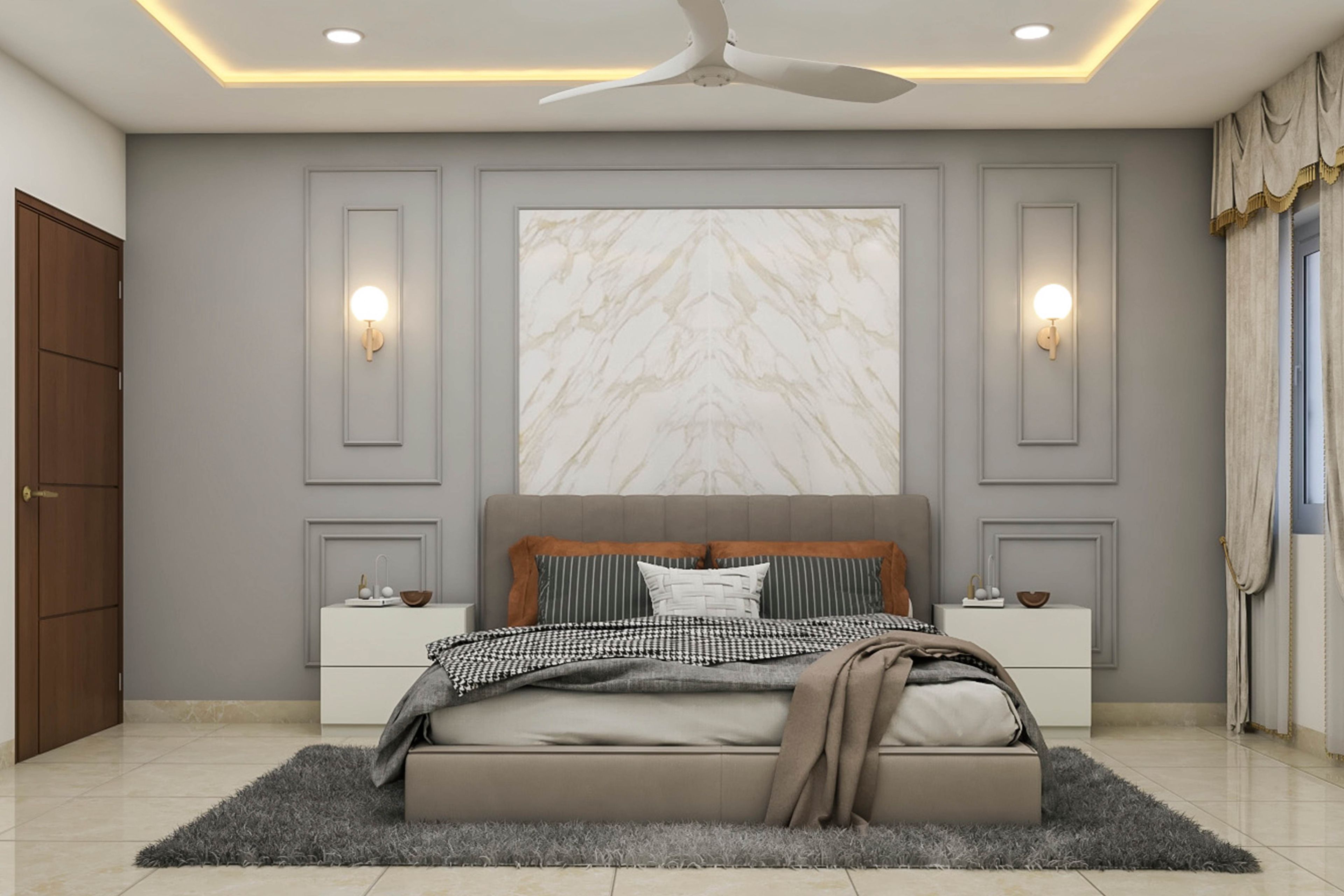 Contemporary Bedroom Design With A King Size Bed And White Side Tables