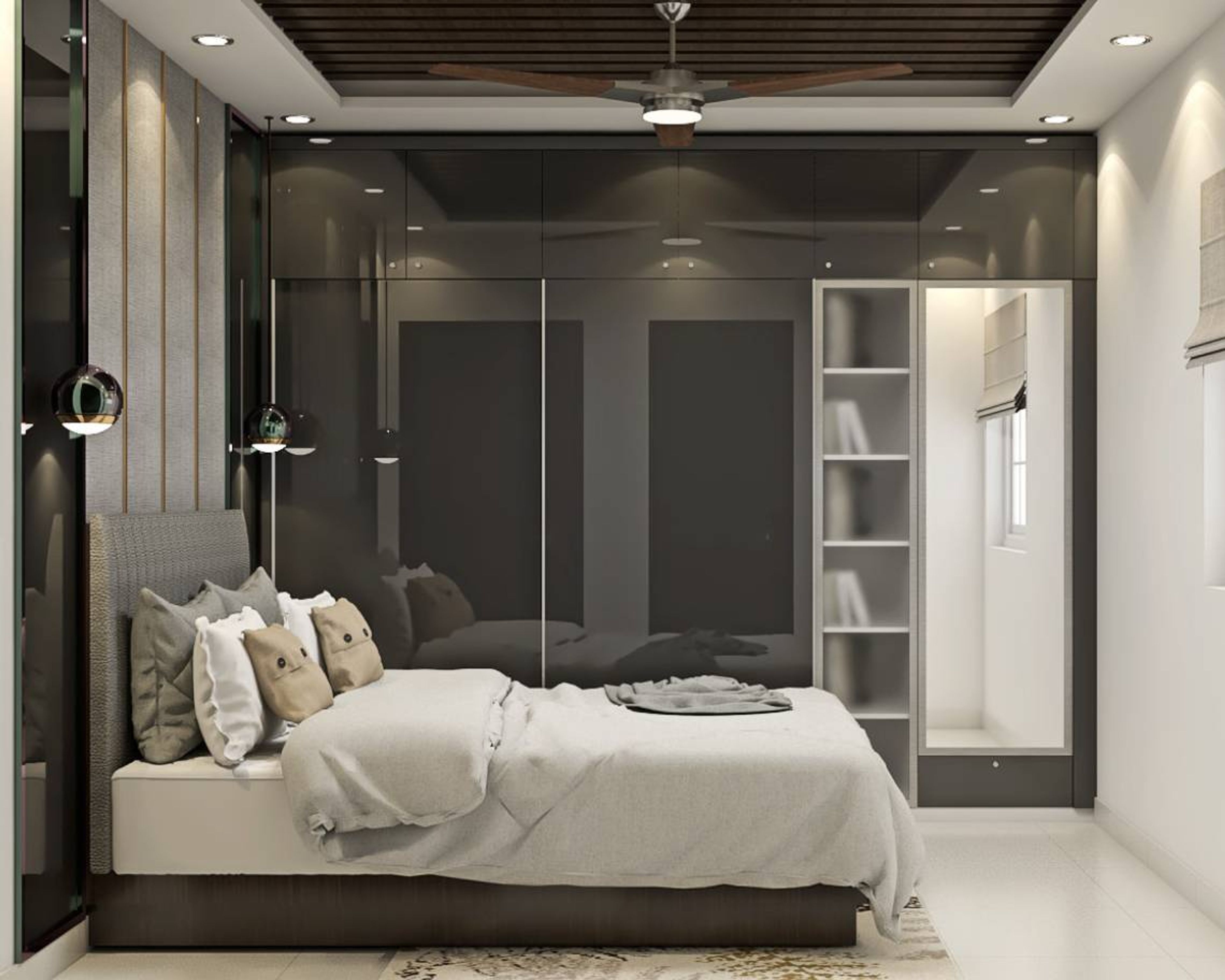 Modern Guest Room Design With A Grey King Size Bed