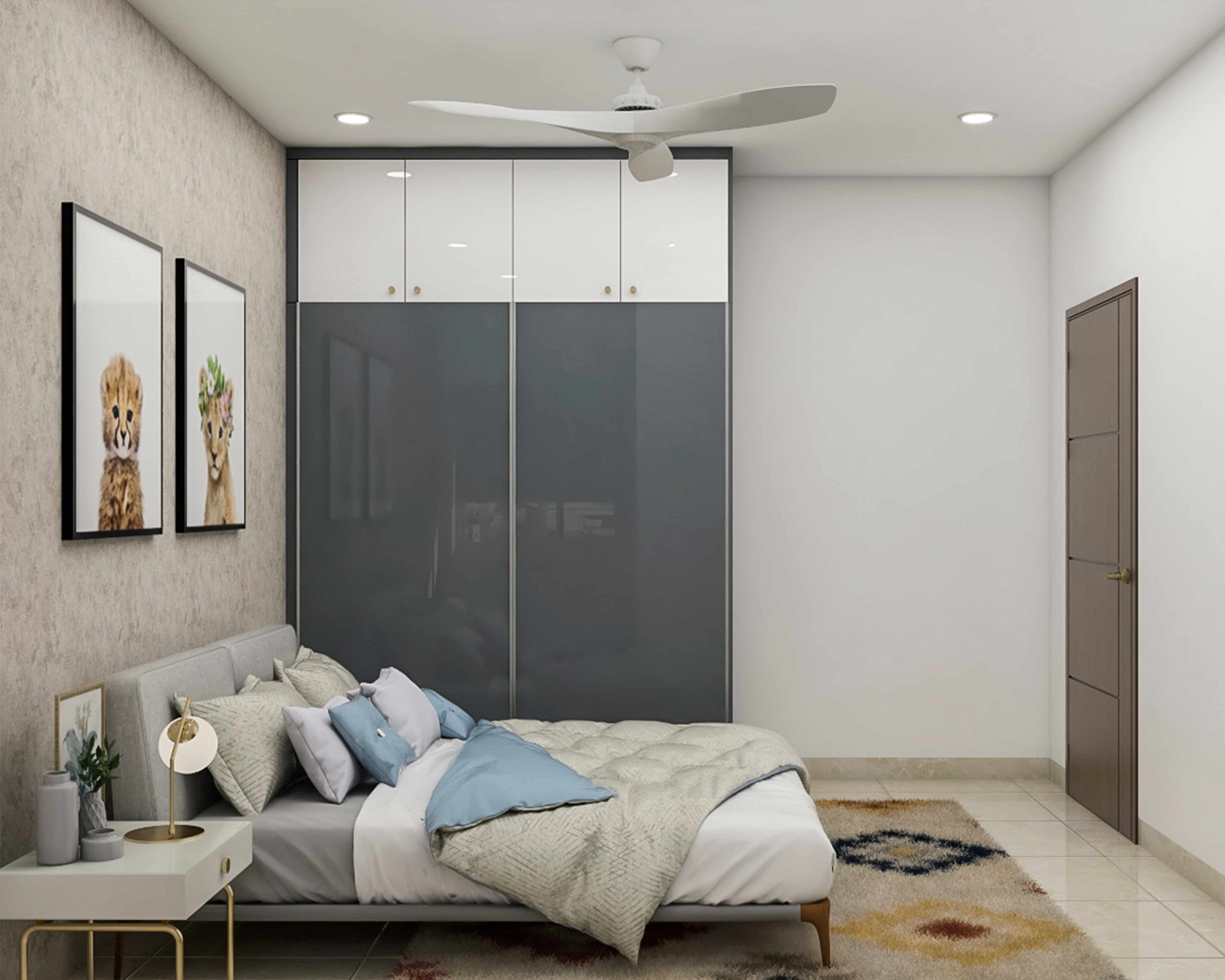 Modern Guest Bedroom With Sliding Door Wardrobes - Livspace