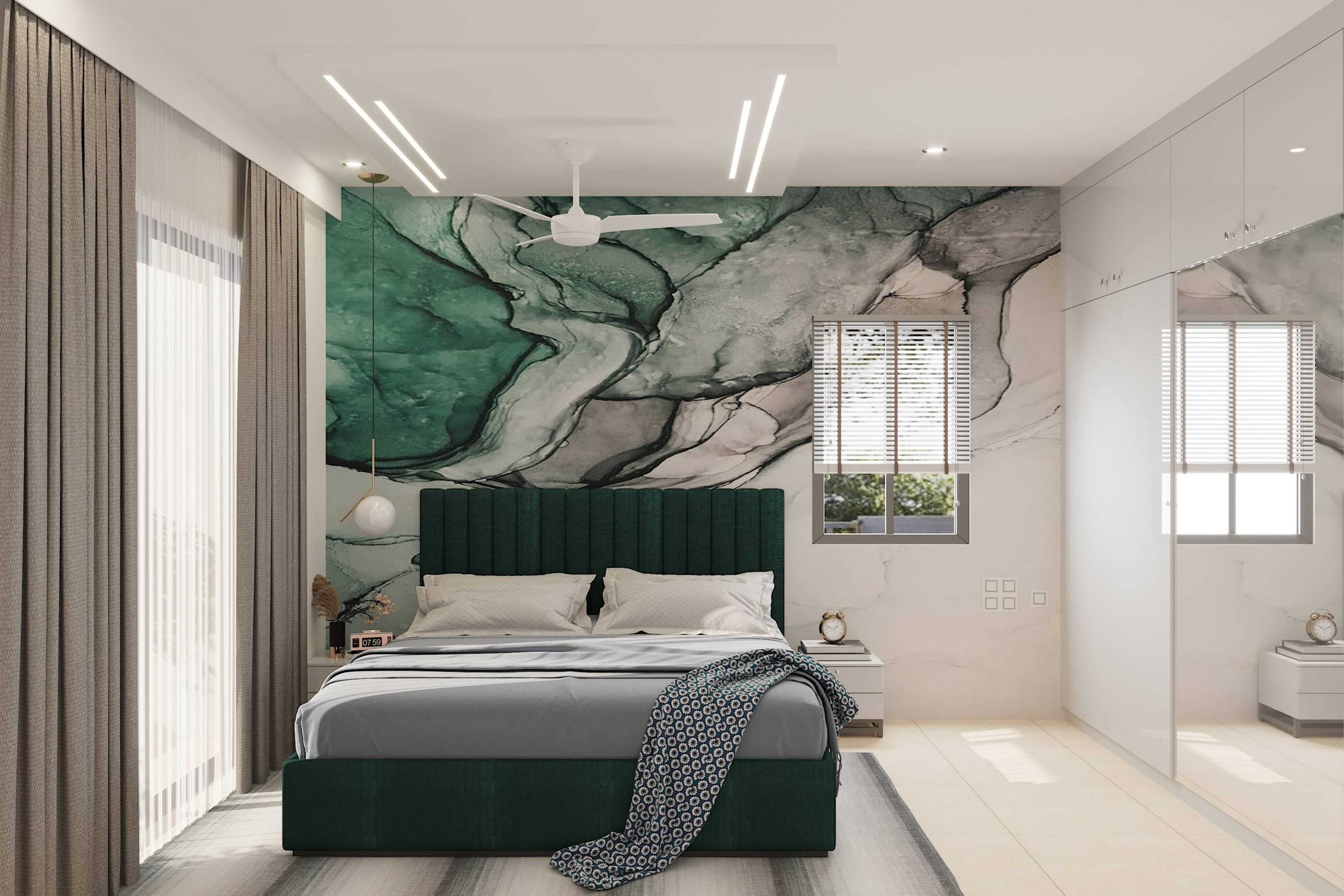 Dual-Toned Guest Bedroom With Sliding Wardrobe Unit