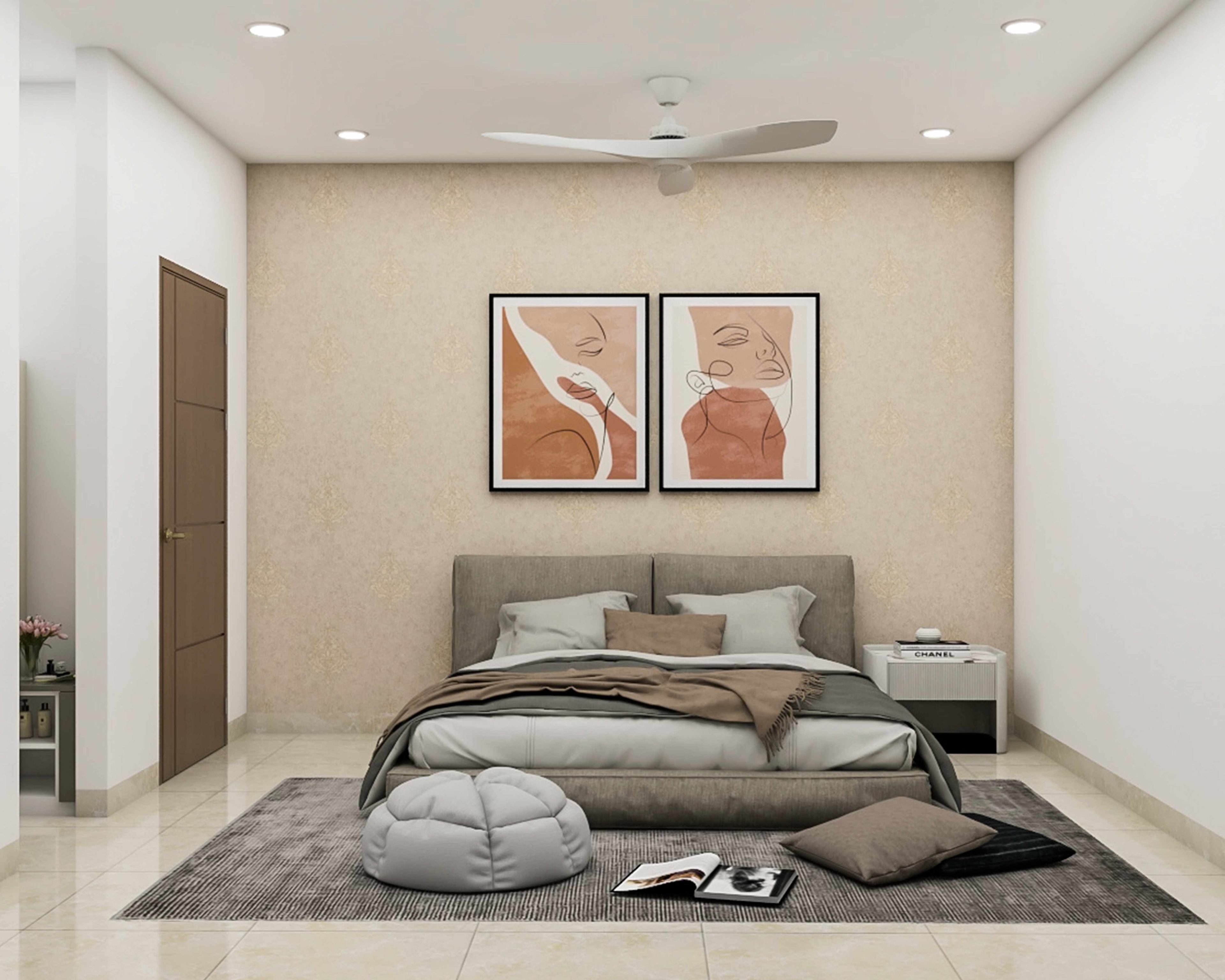 Modern Guest Bedroom With Abstract Wall Picture Frame - Livspace