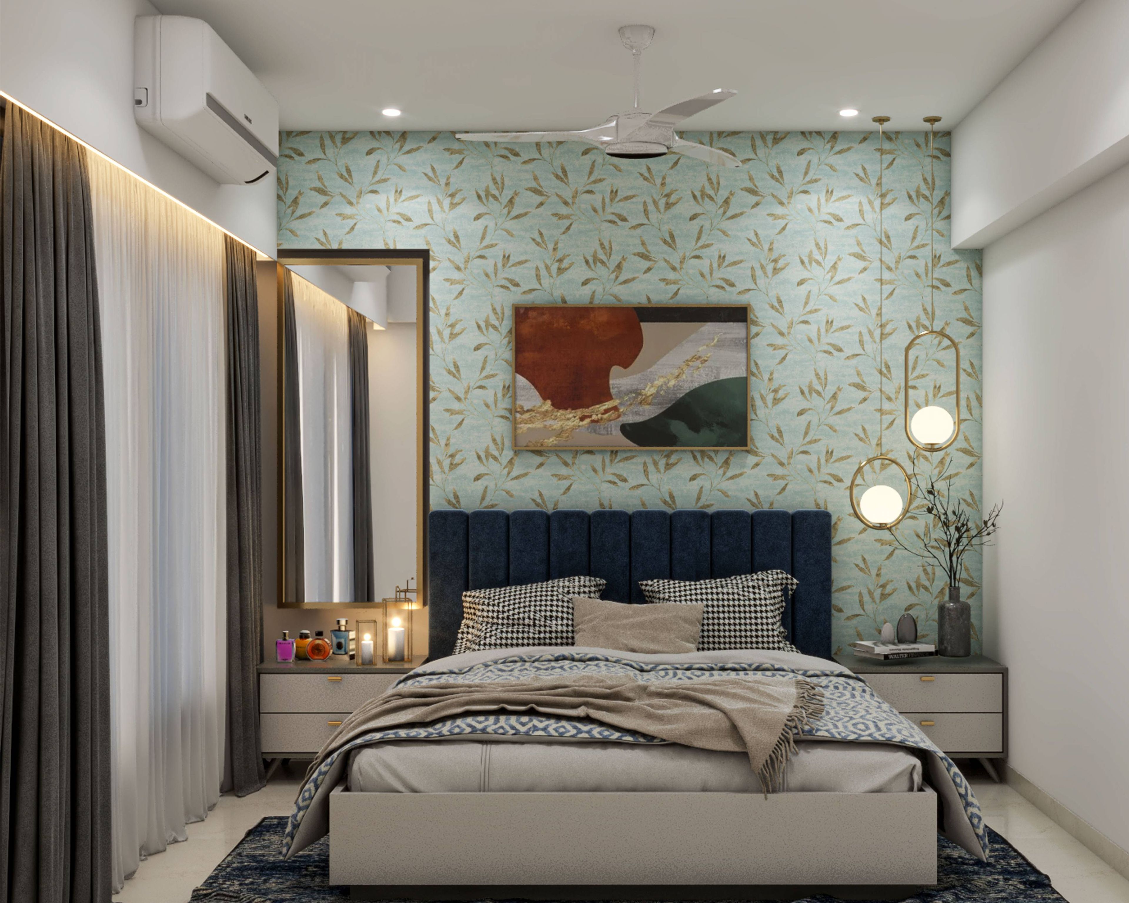 Blue and Gray Modern Style Guest Bedroom Ideas