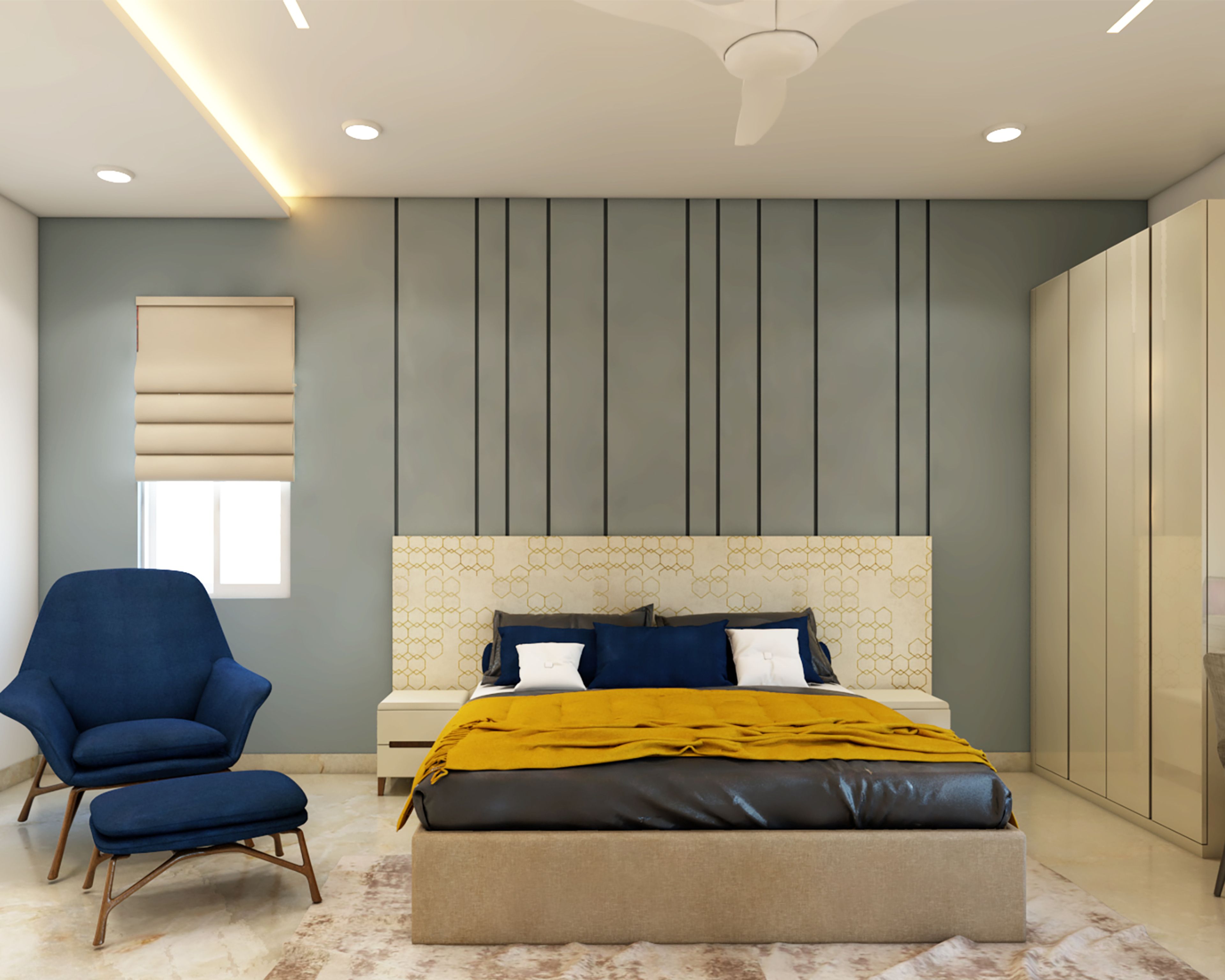 Contemporary Bedroom Design With A King Size Bed And A Sliding Wardrobe