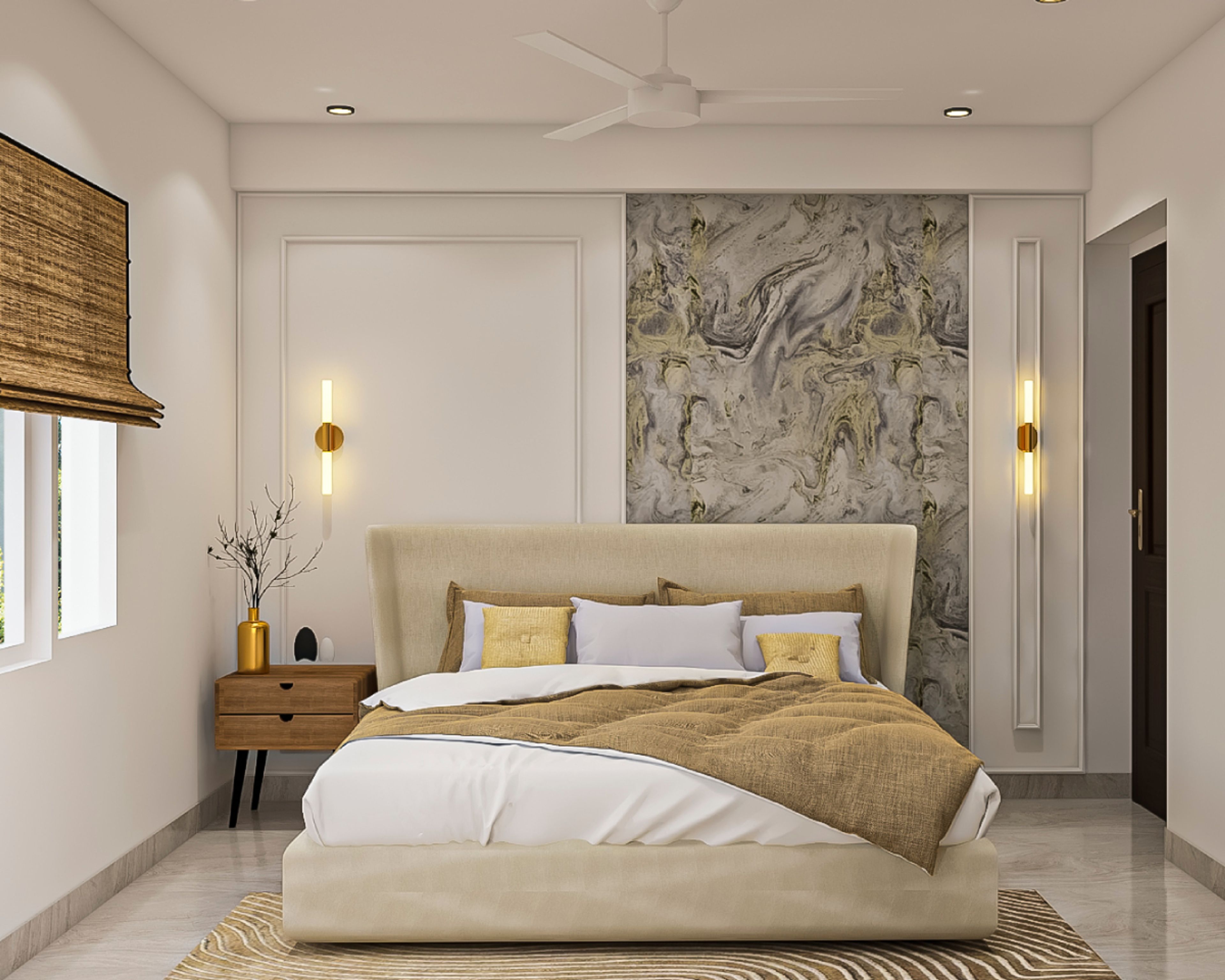 Modern Guest Bedroom With Elegant Wall Accent