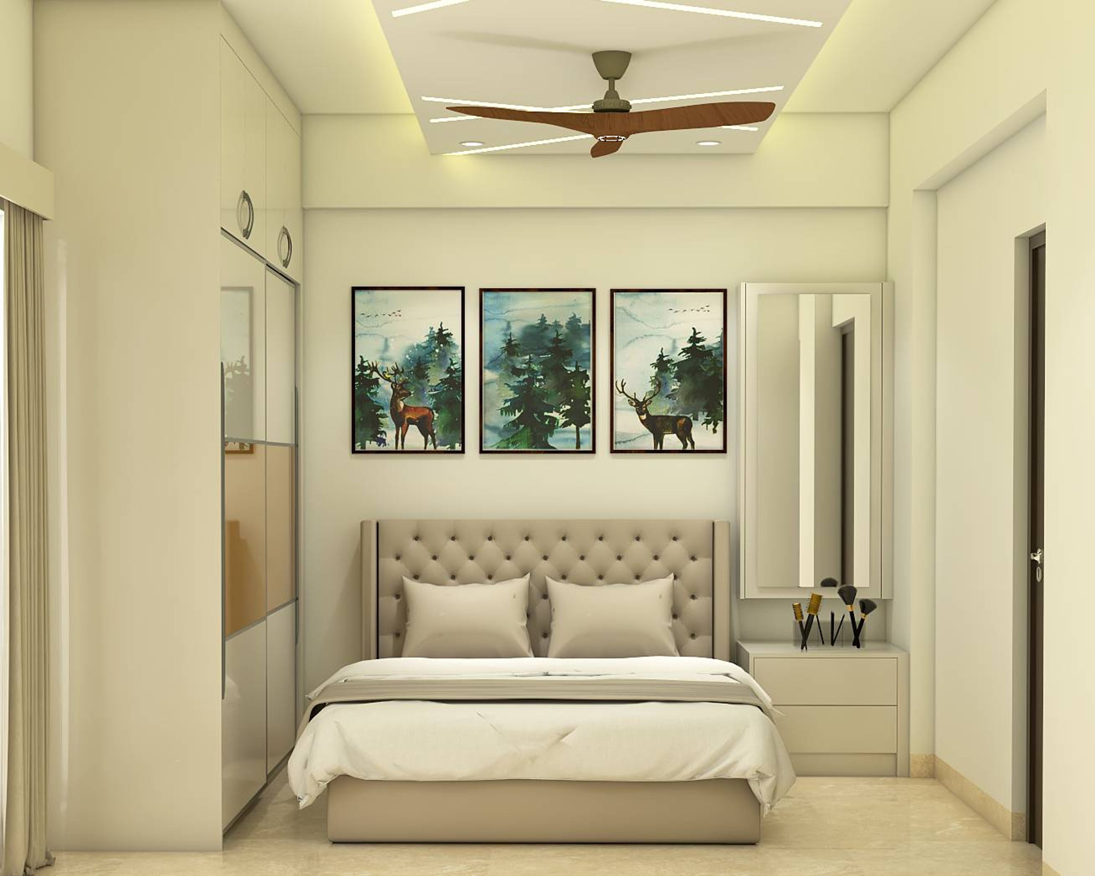 Beige Toned Contemporary Guest Room Design Ideas
