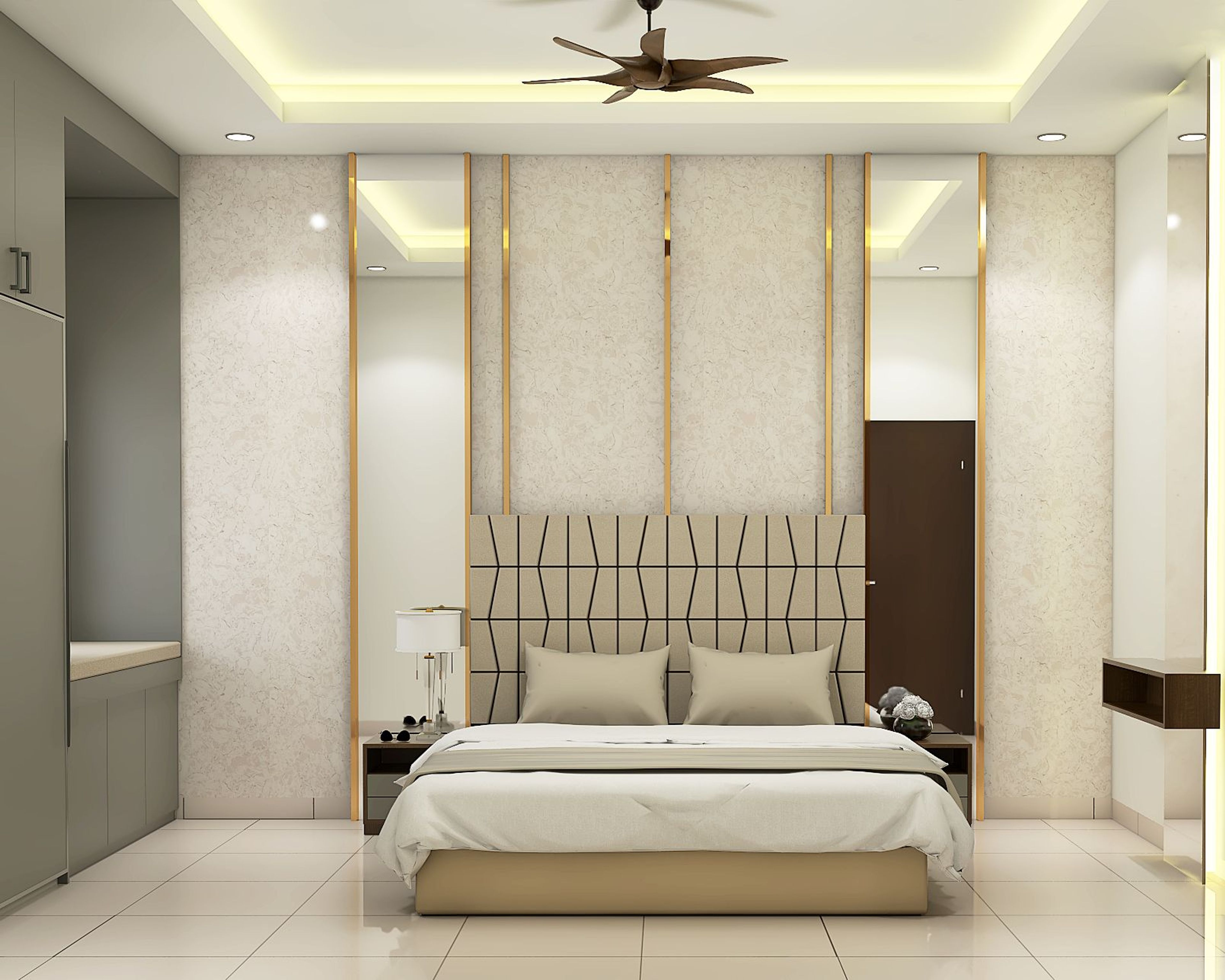 Light-Coloured Contemporary Master Bedroom Design