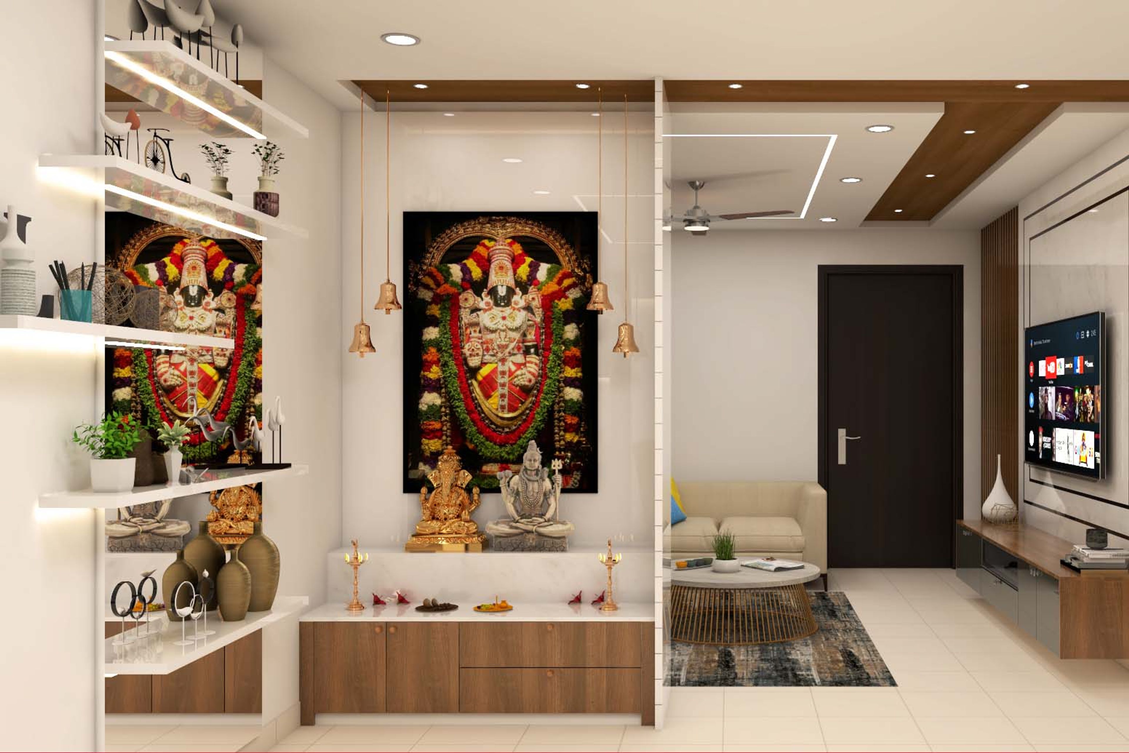 Classic Mandir Design In White