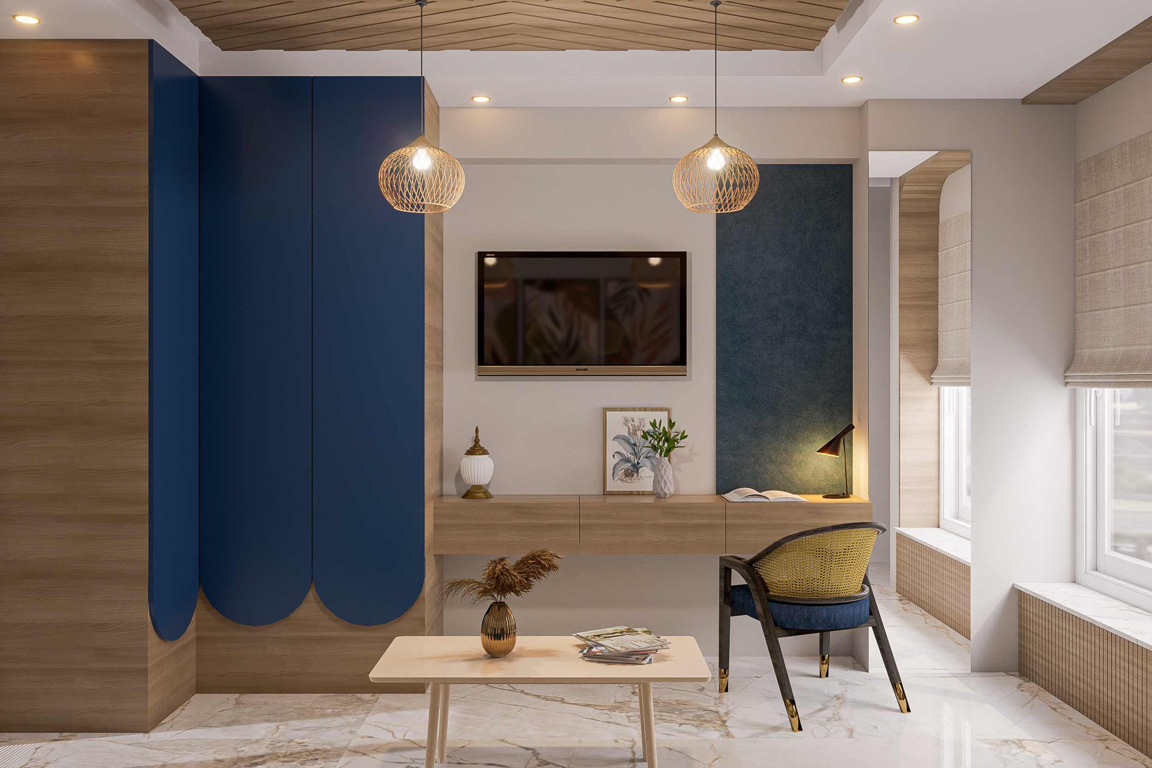 Tropical Wall-Mounted TV Unit Design