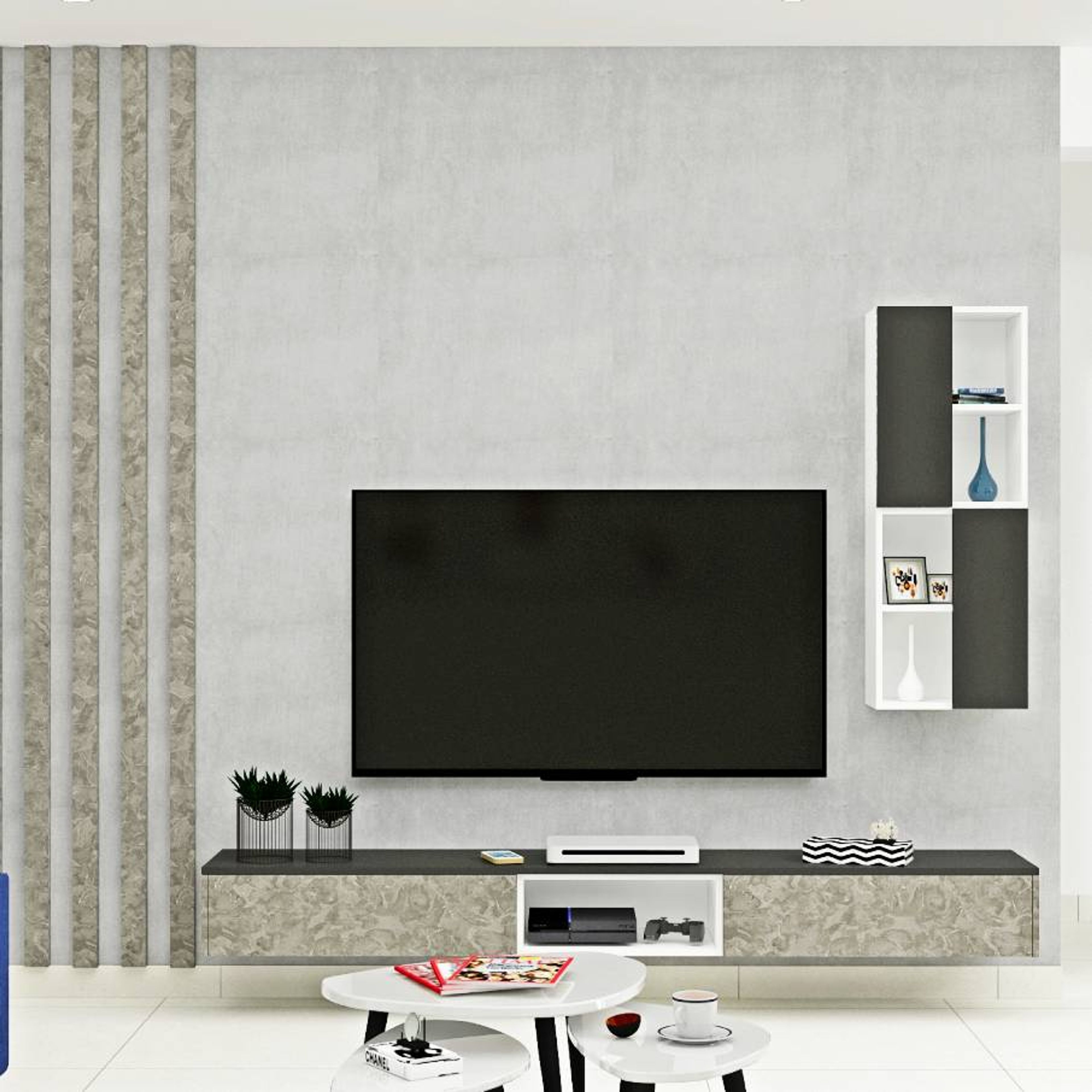 Modern Grey TV Design With Floating Unit