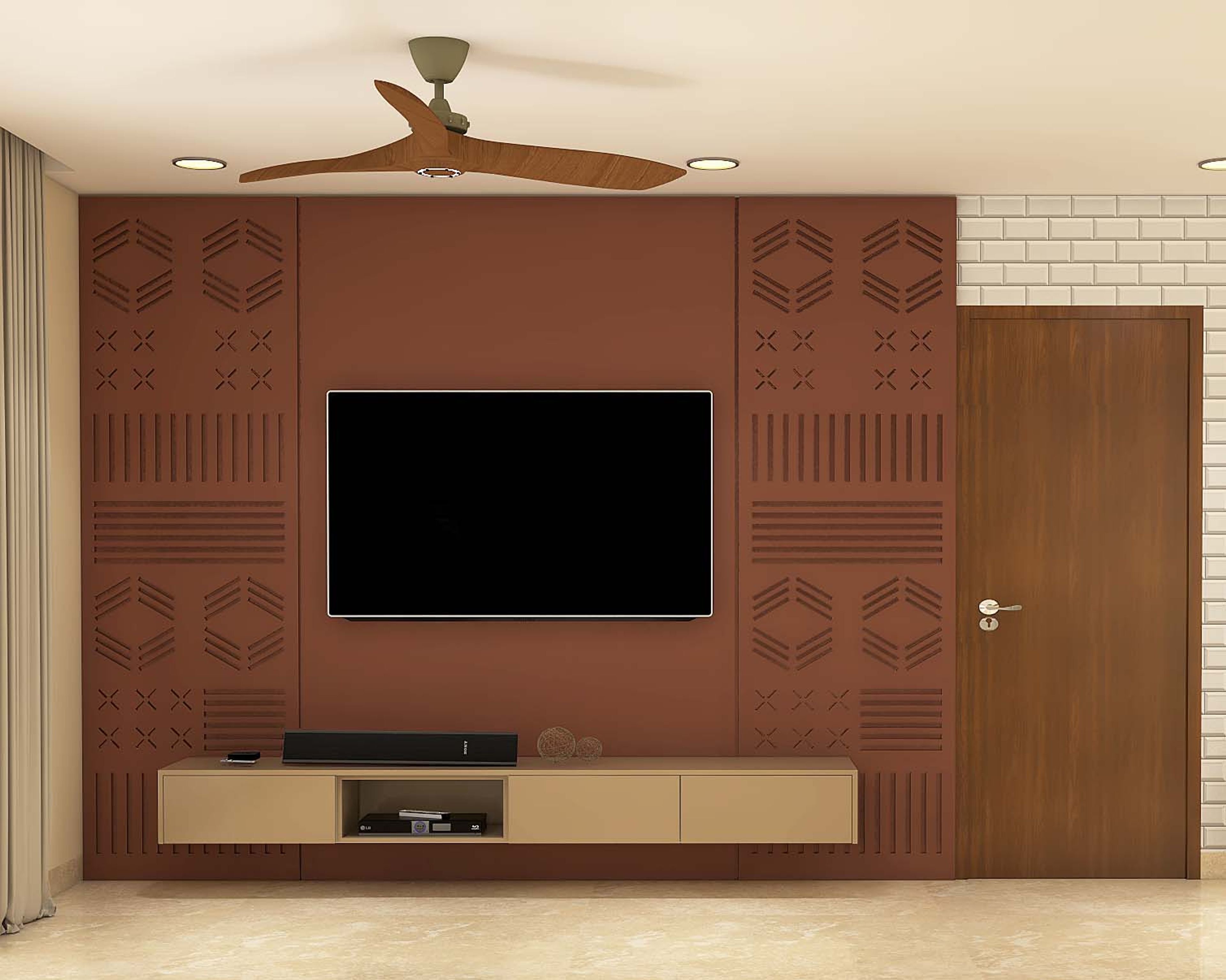 TV Unit With Dark Wall Paint - Livspace