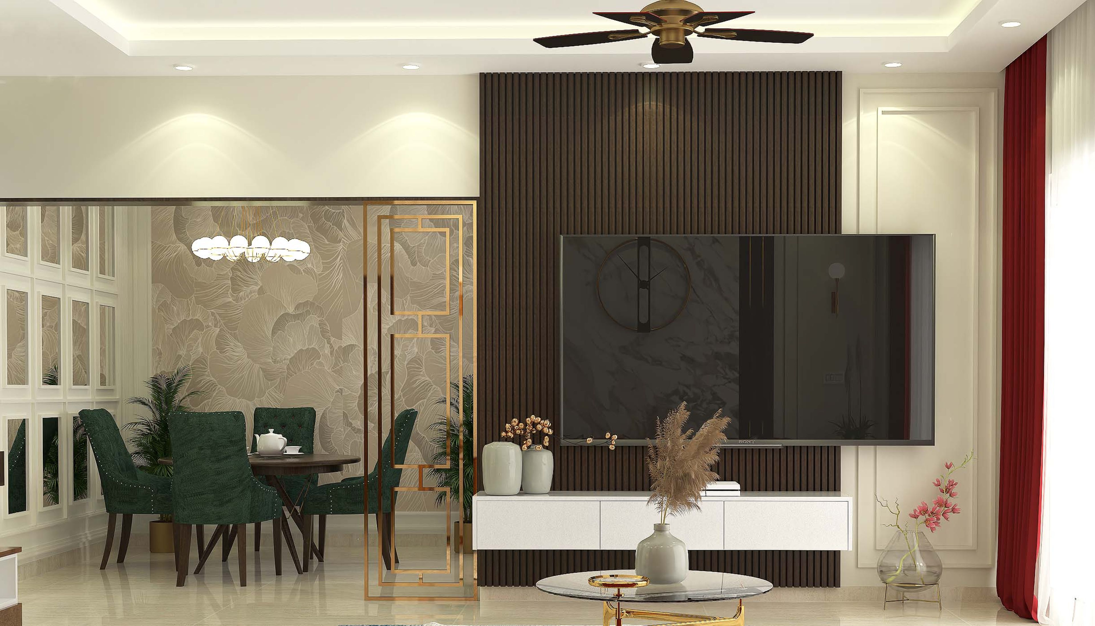 TV Unit With Wooden Panels - Livspace