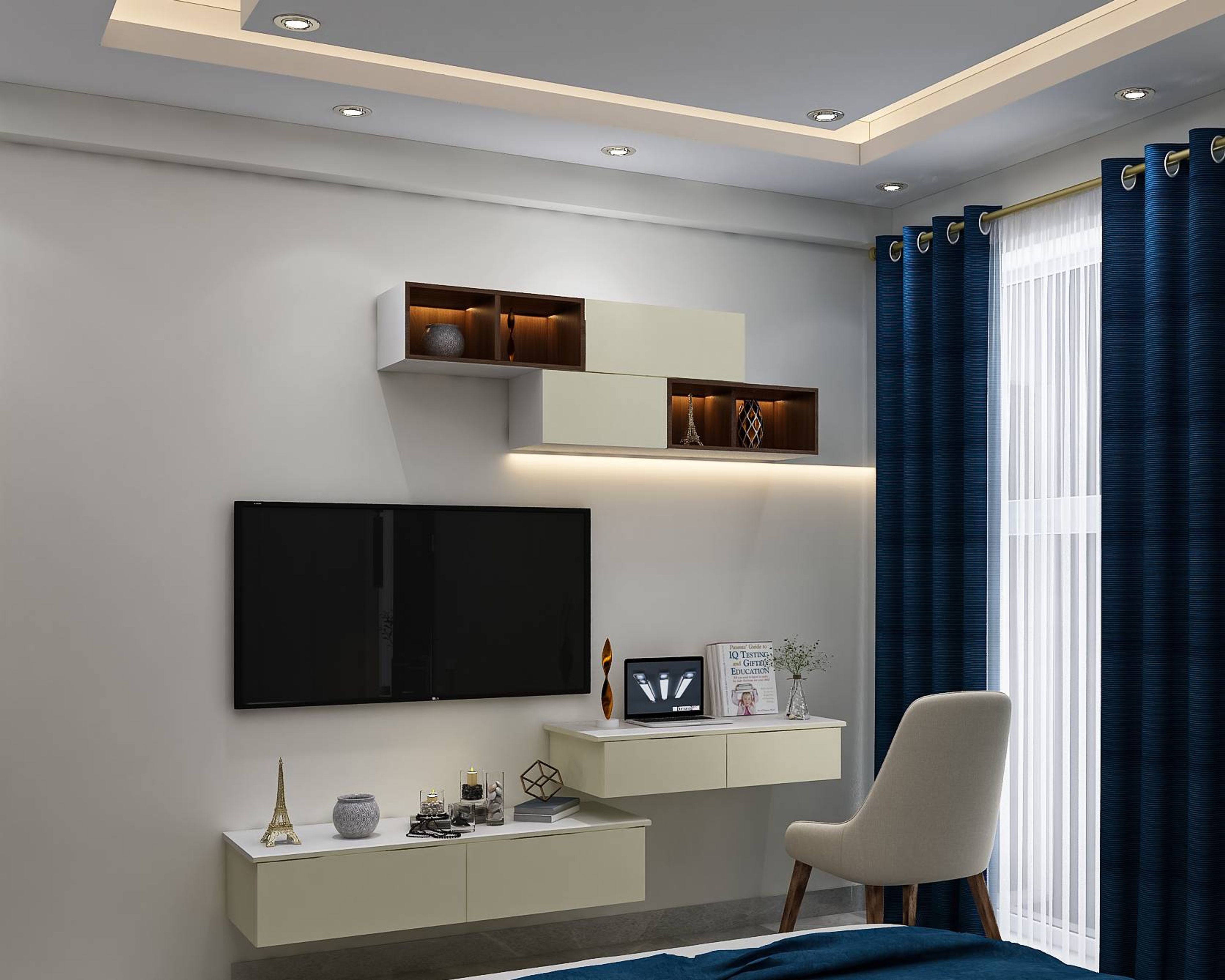 Compact White TV Cabinet - Livspace