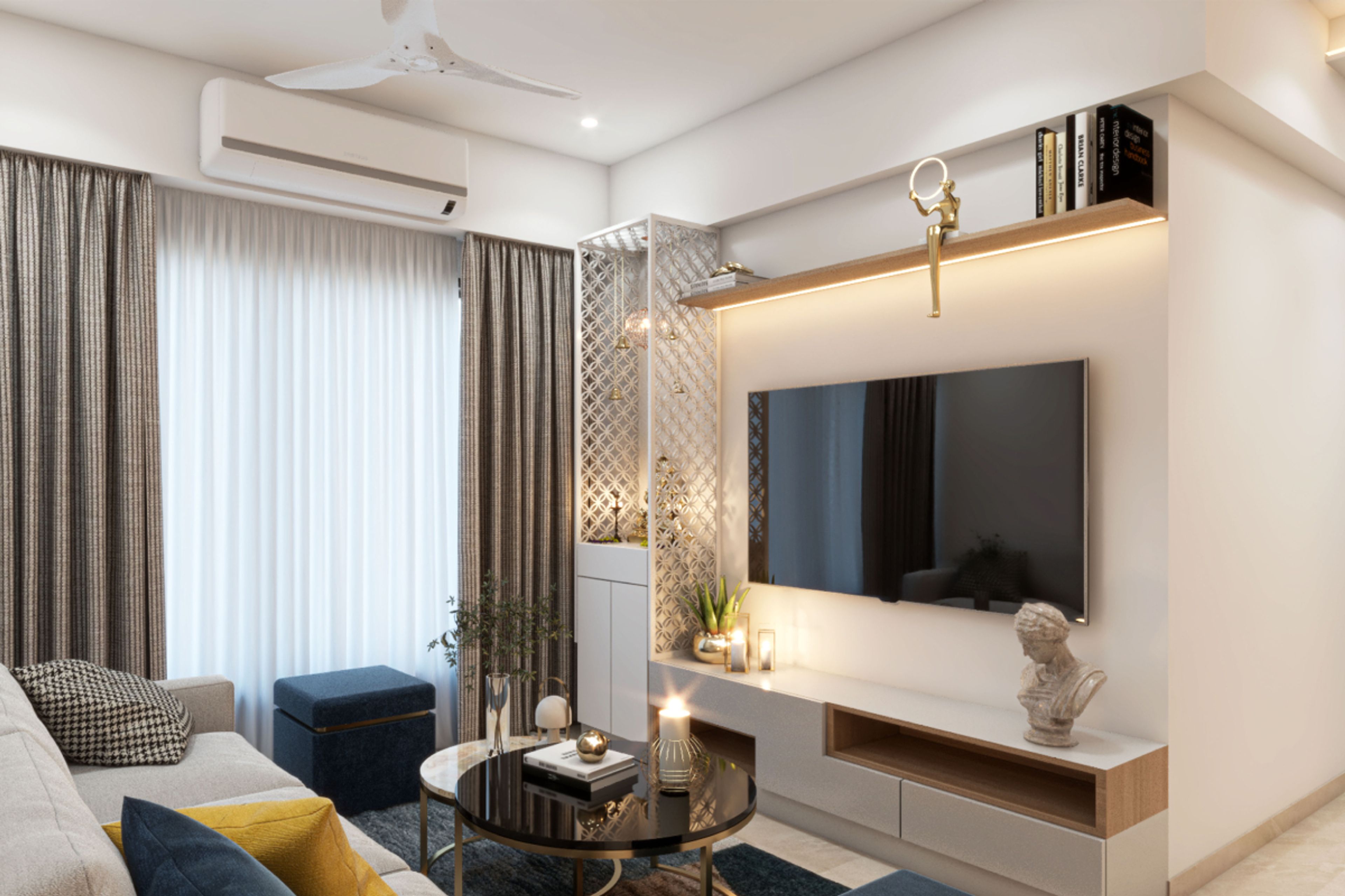 TV Cabient With LED Strip Lights - Livspace