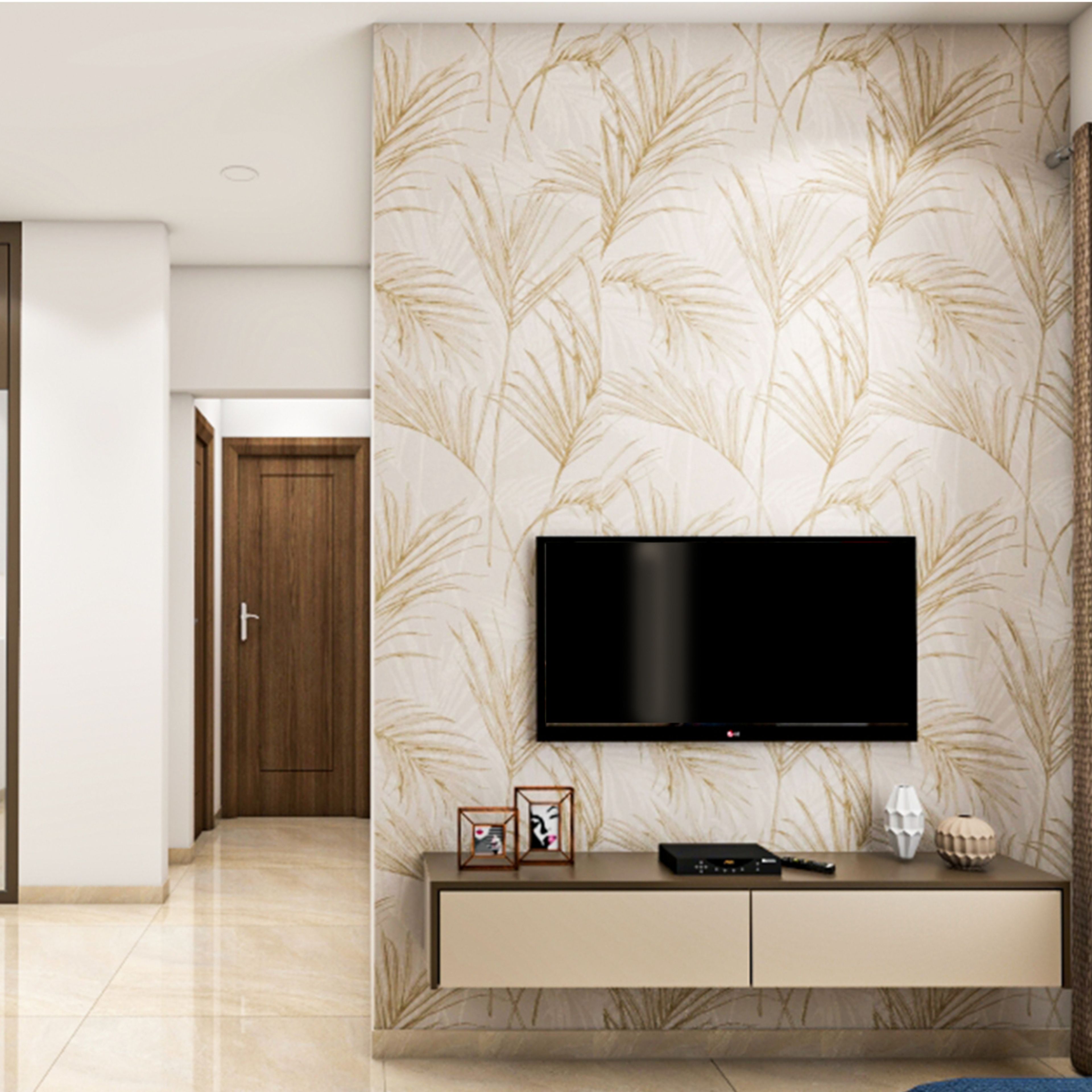 Modern Wall-Mounted TV Unit With A Suede Laminate Finish