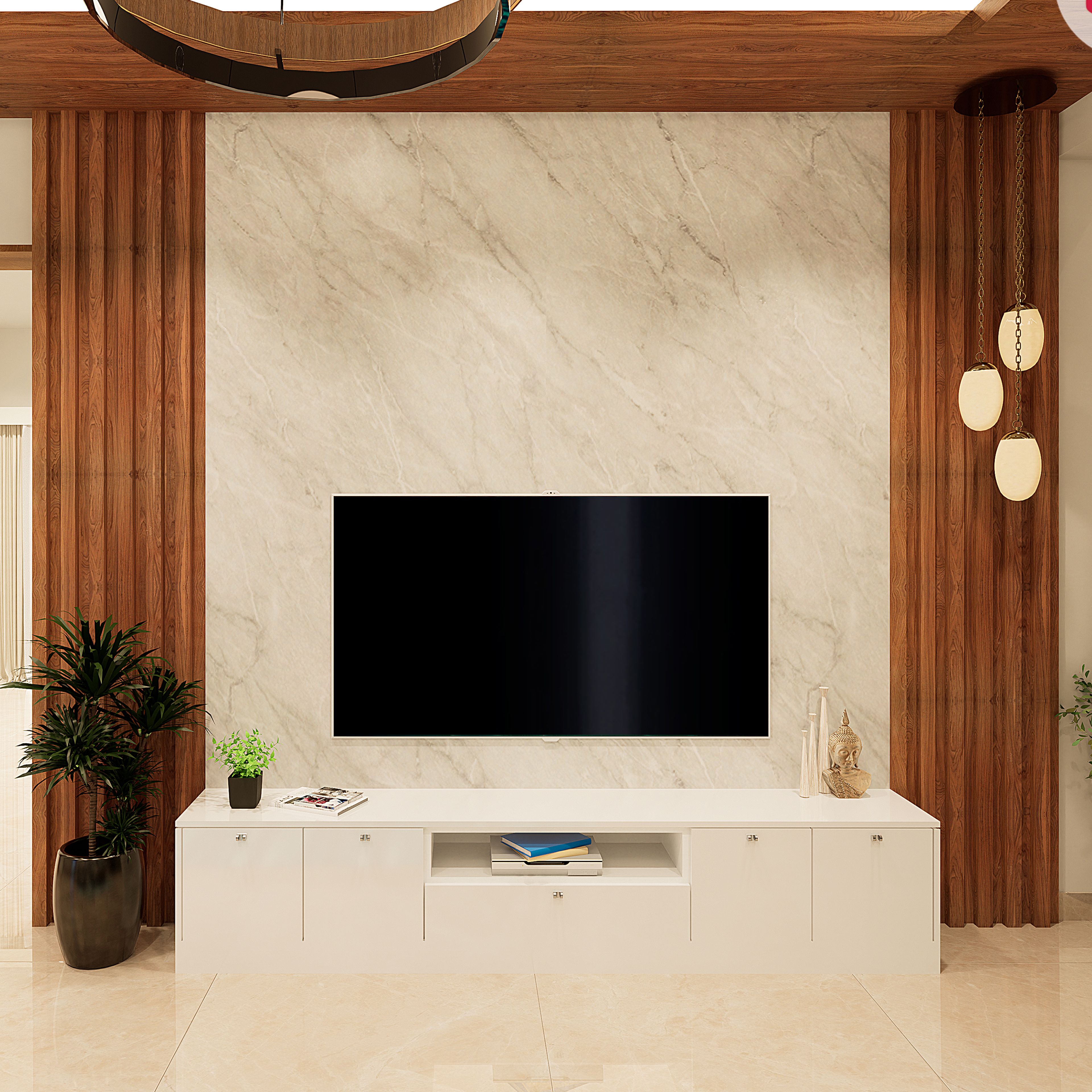 Modern White TV Cabinet - Livspace