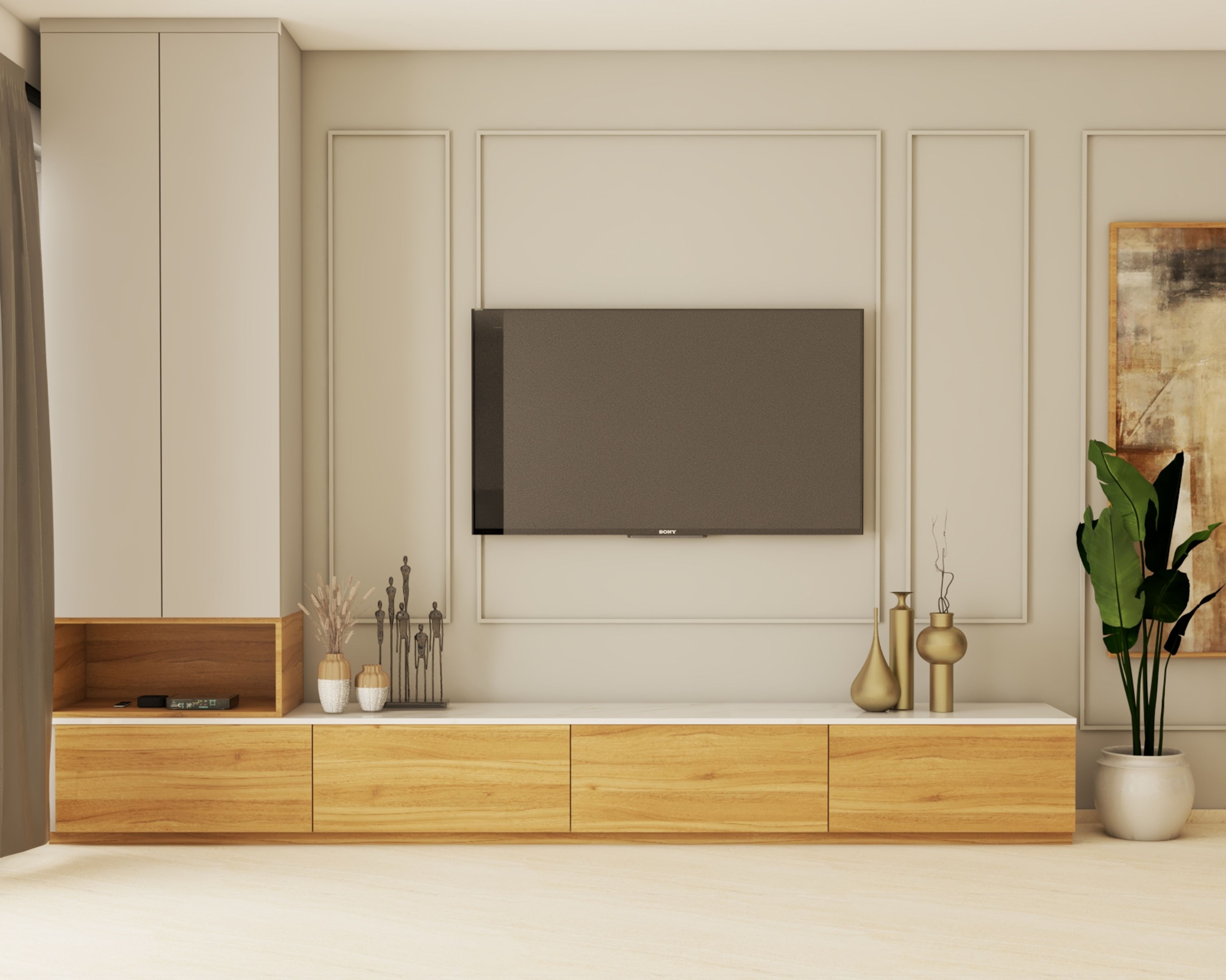 Wooden TV Cabinet Design - Livspace