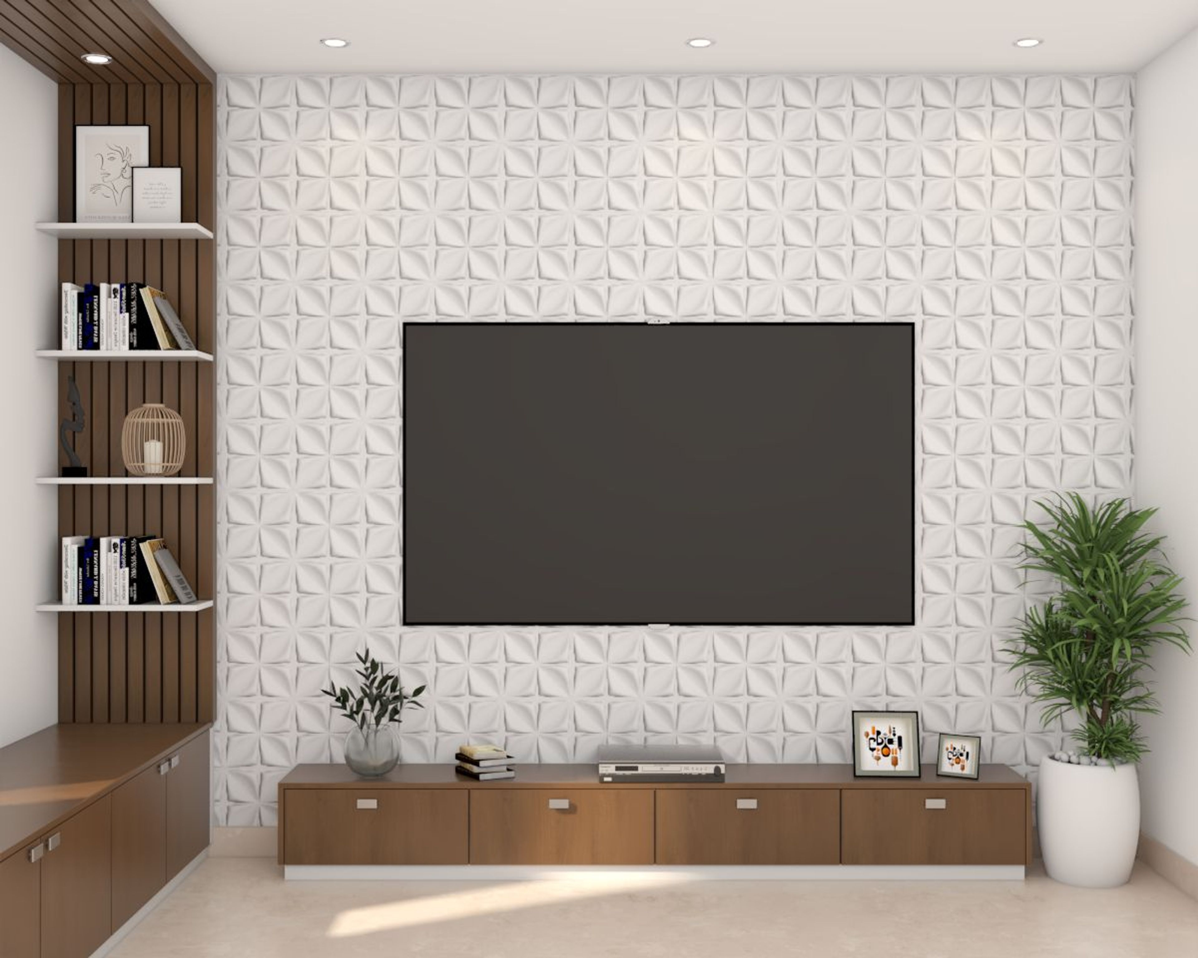 TV Unit with 3D design - Livspace