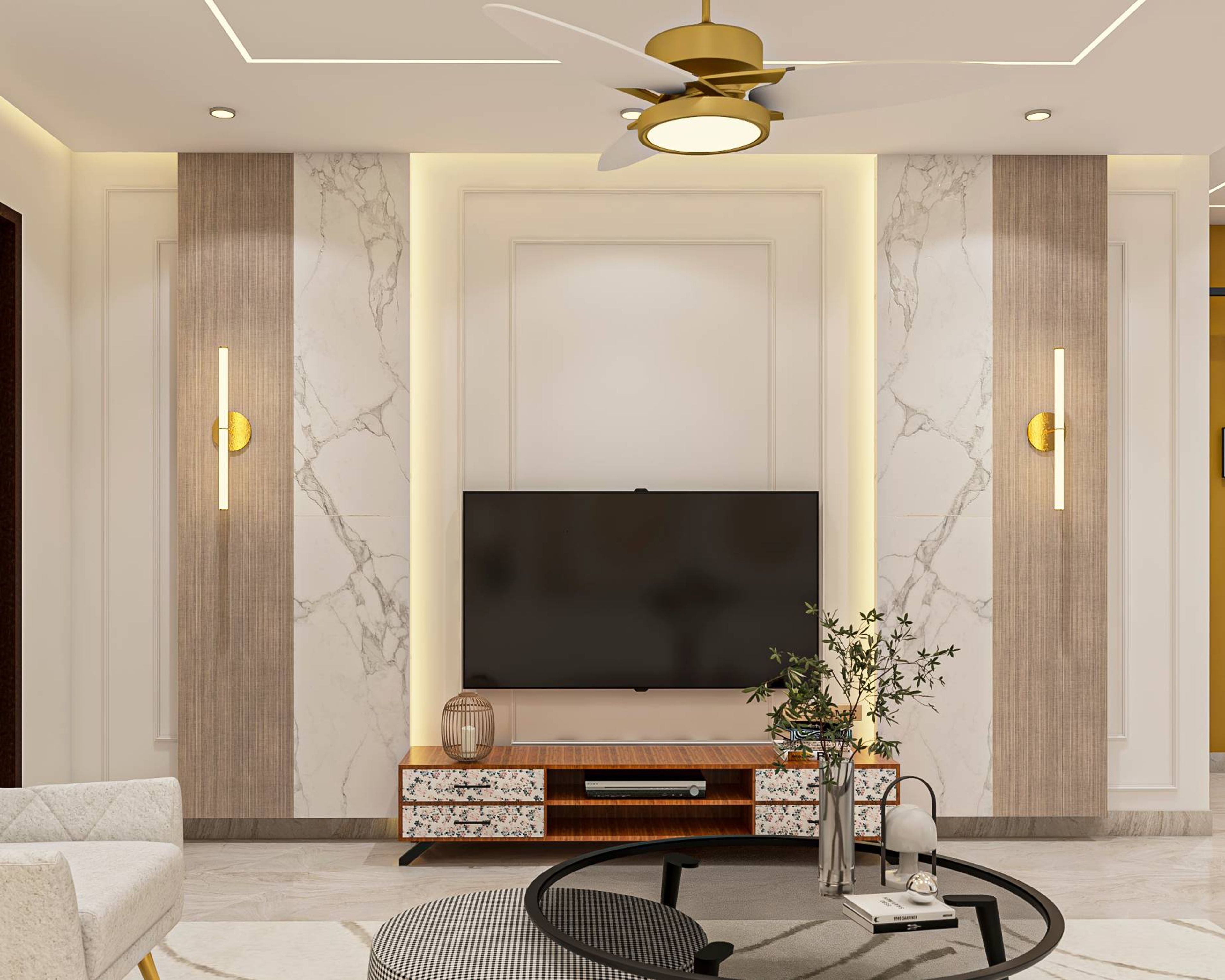 Backlit TV Unit Design - Livspace