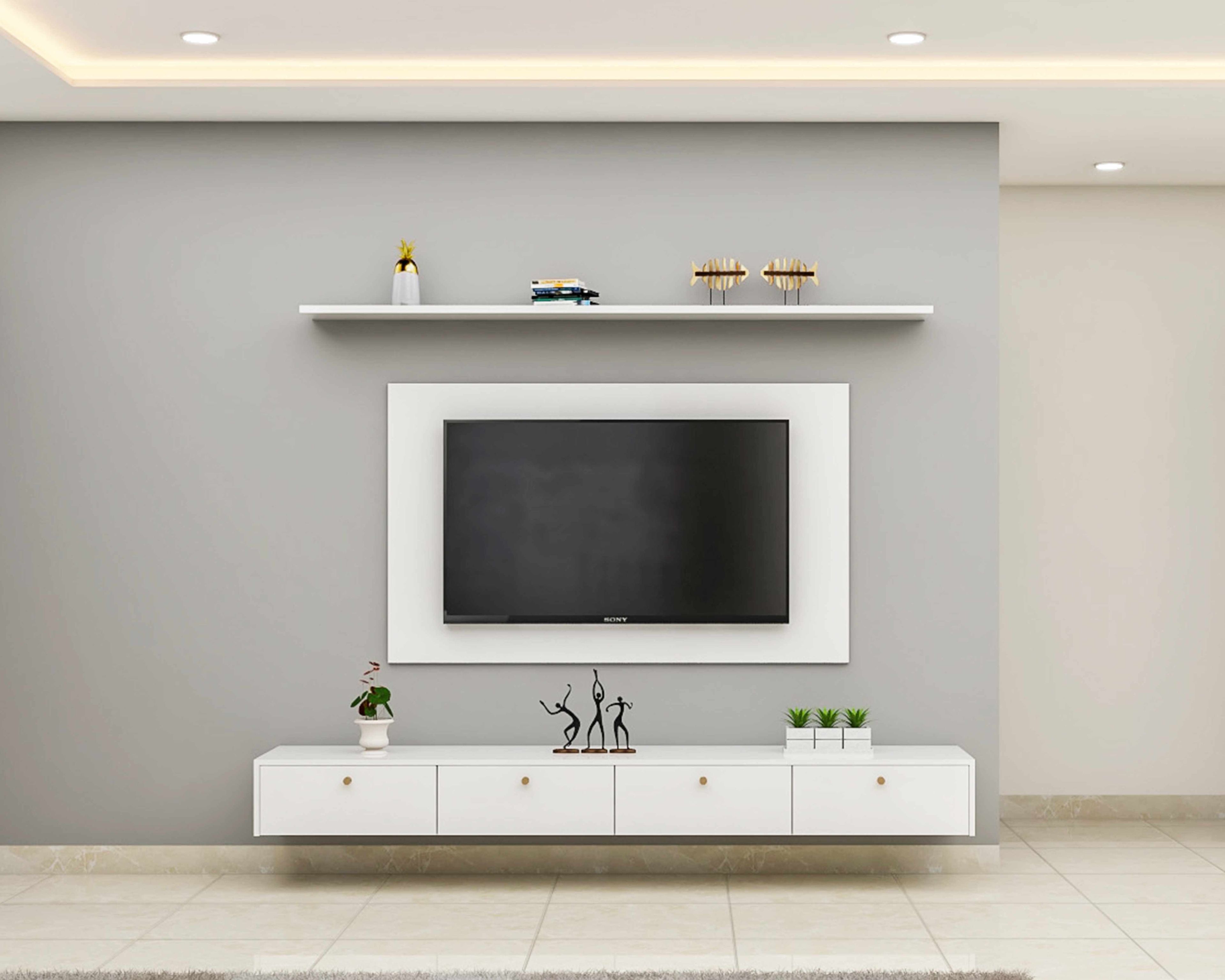 White TV Unit Design - Livspace