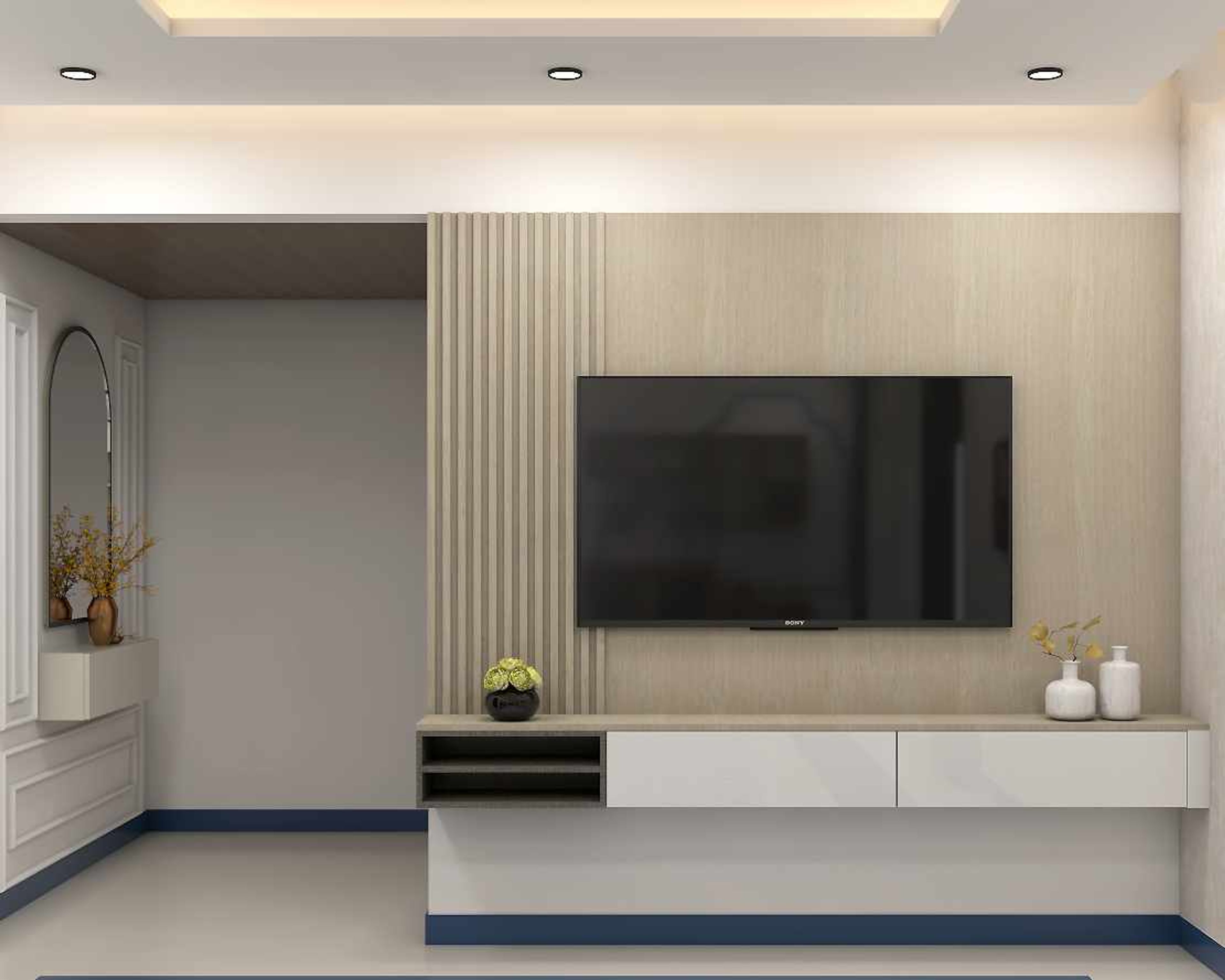 55-Inch White TV Unit - Livspace