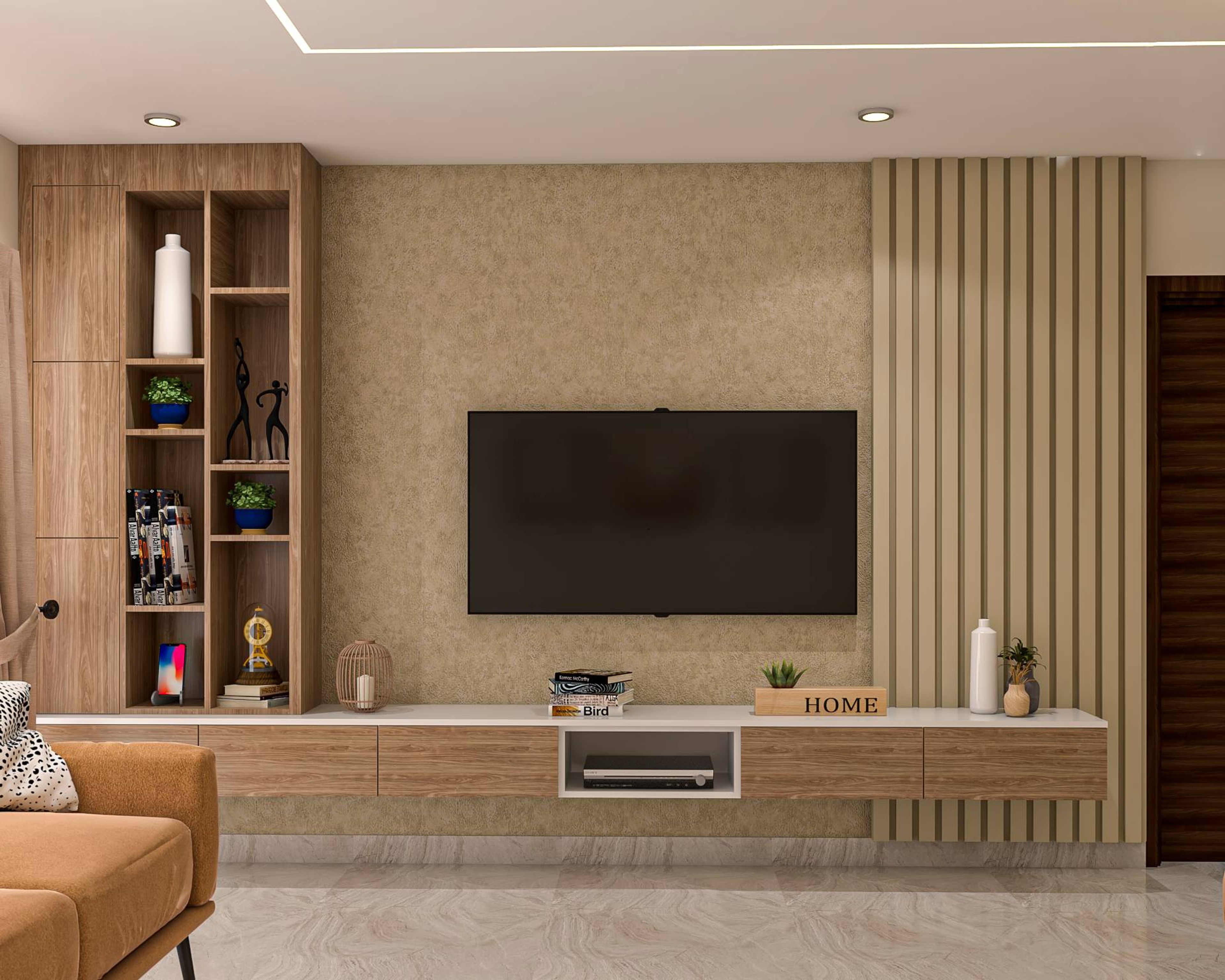 TV Unit With A Wooden Finish -  Livspace