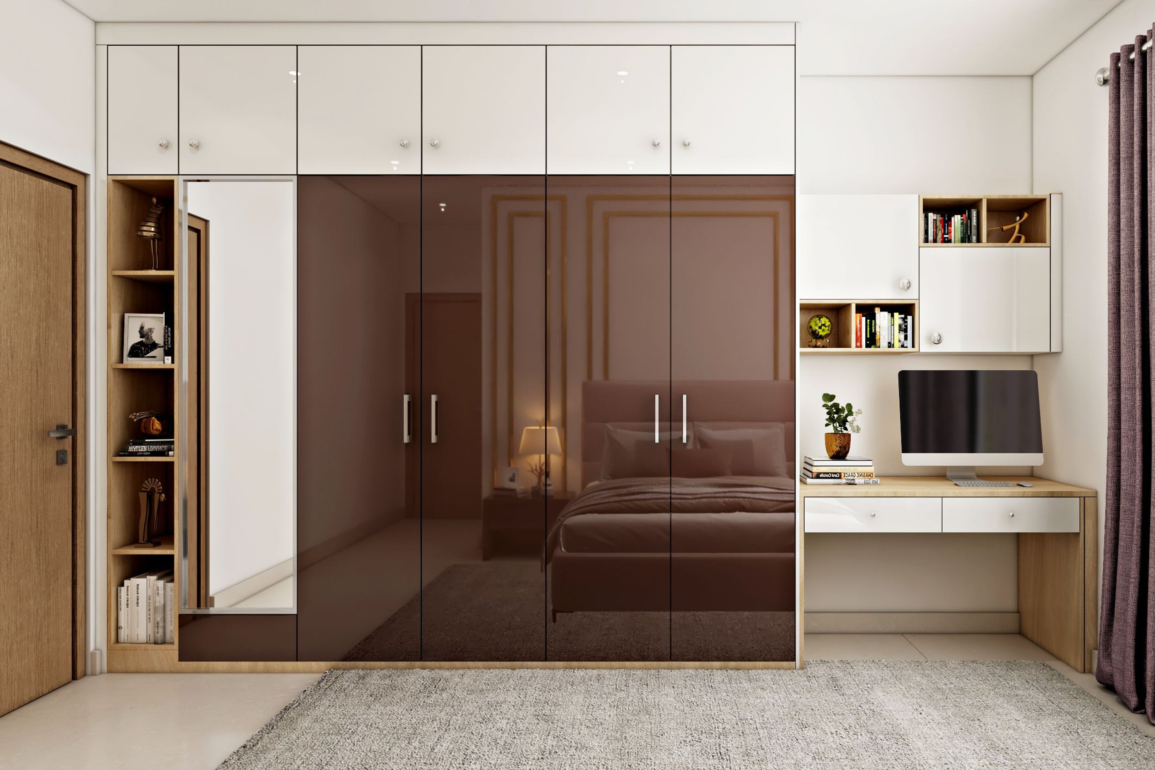 Modern Swing Wardrobe Design With A Mirror