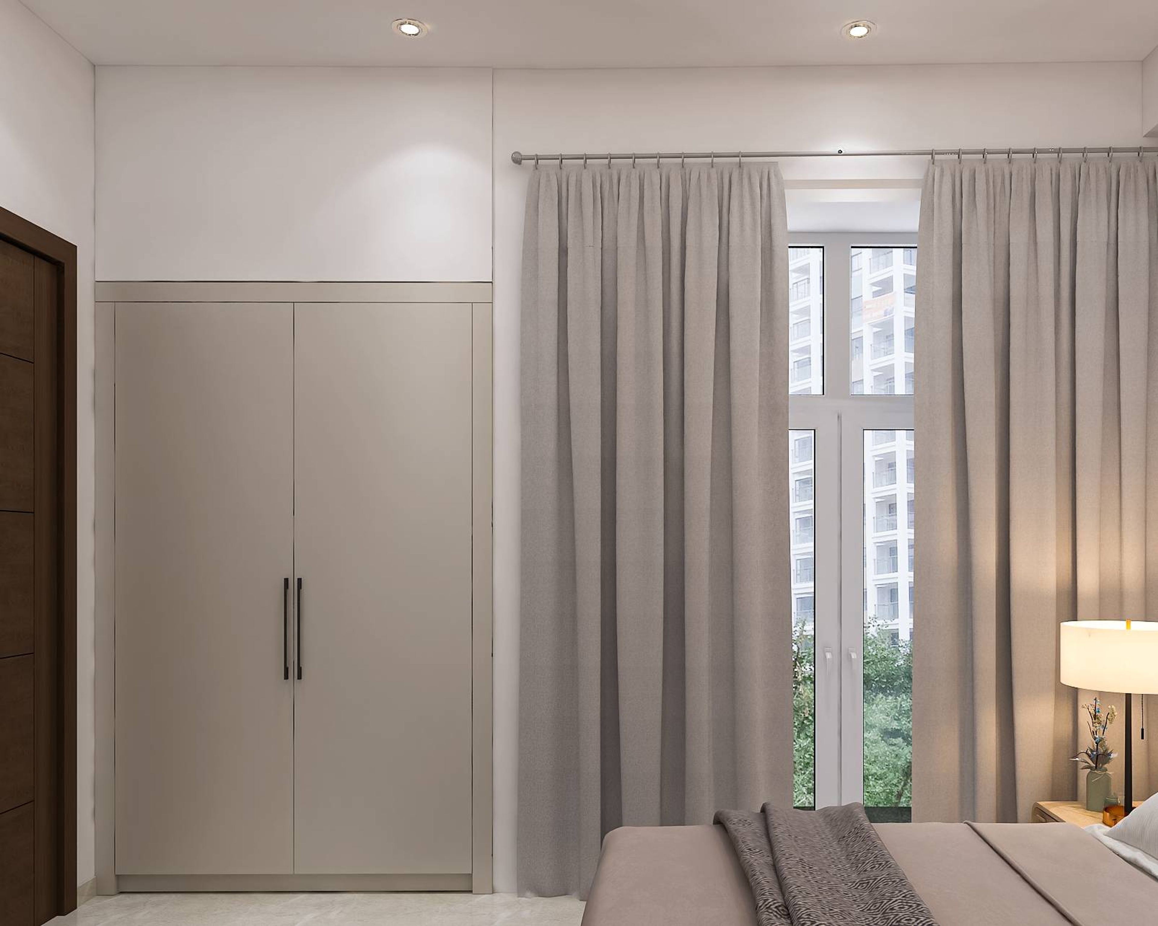 Contemporary Light Beige Swing Wardrobe Design