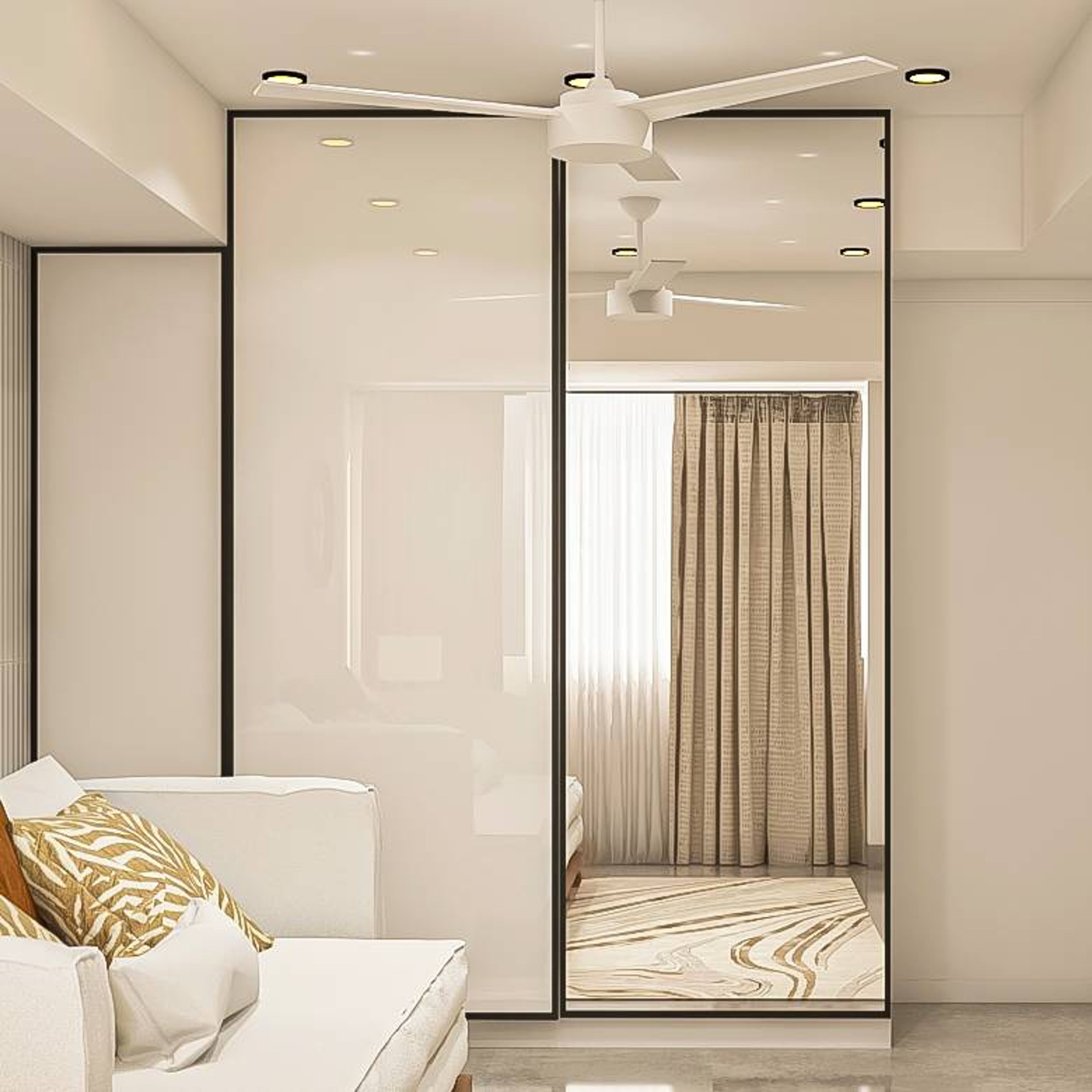 Frosty White Wardrobe Design - Livspace