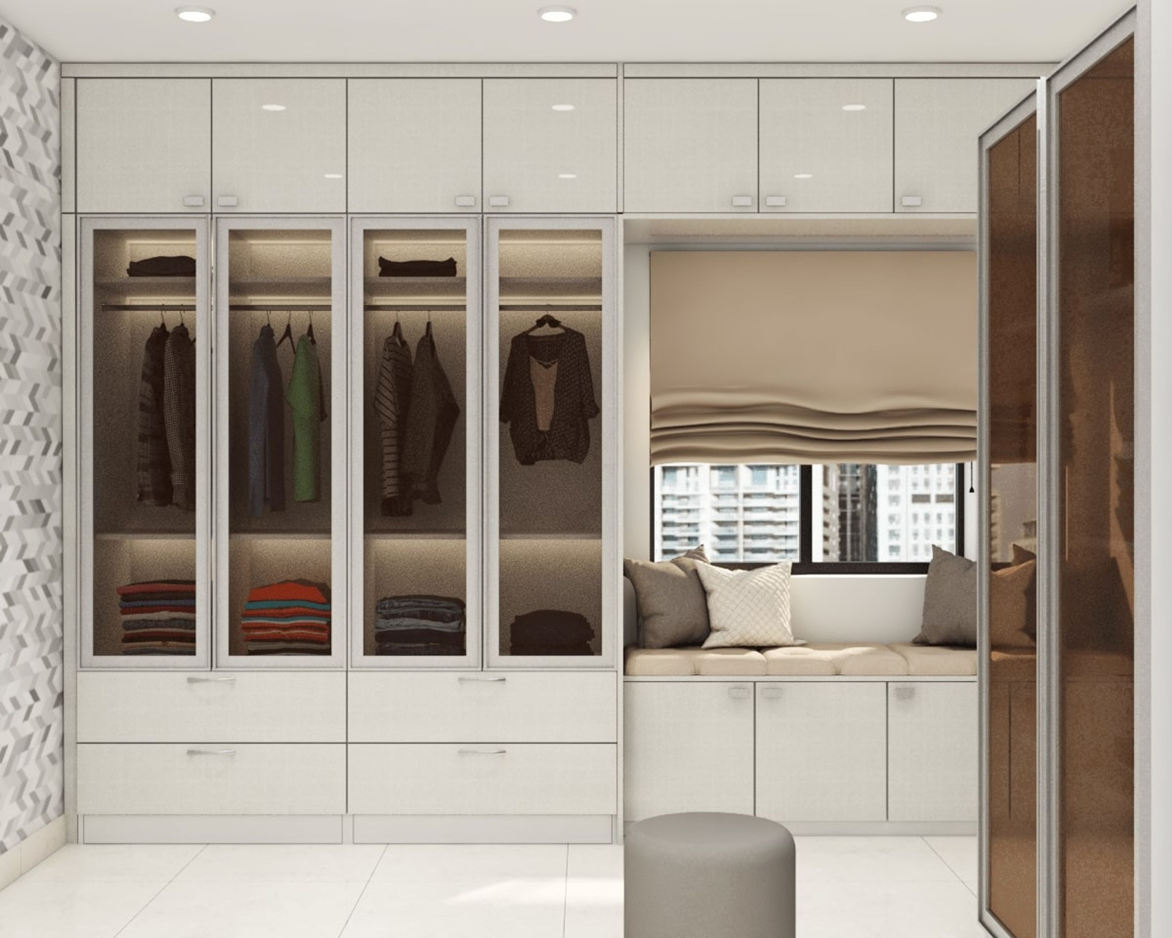 Modern 4-Door White Wardrobe Design